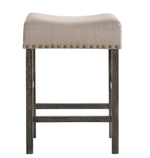 ACME Martha II Counter Height Stool (Set-2) in Tan Linen & Weathered Gray 73833