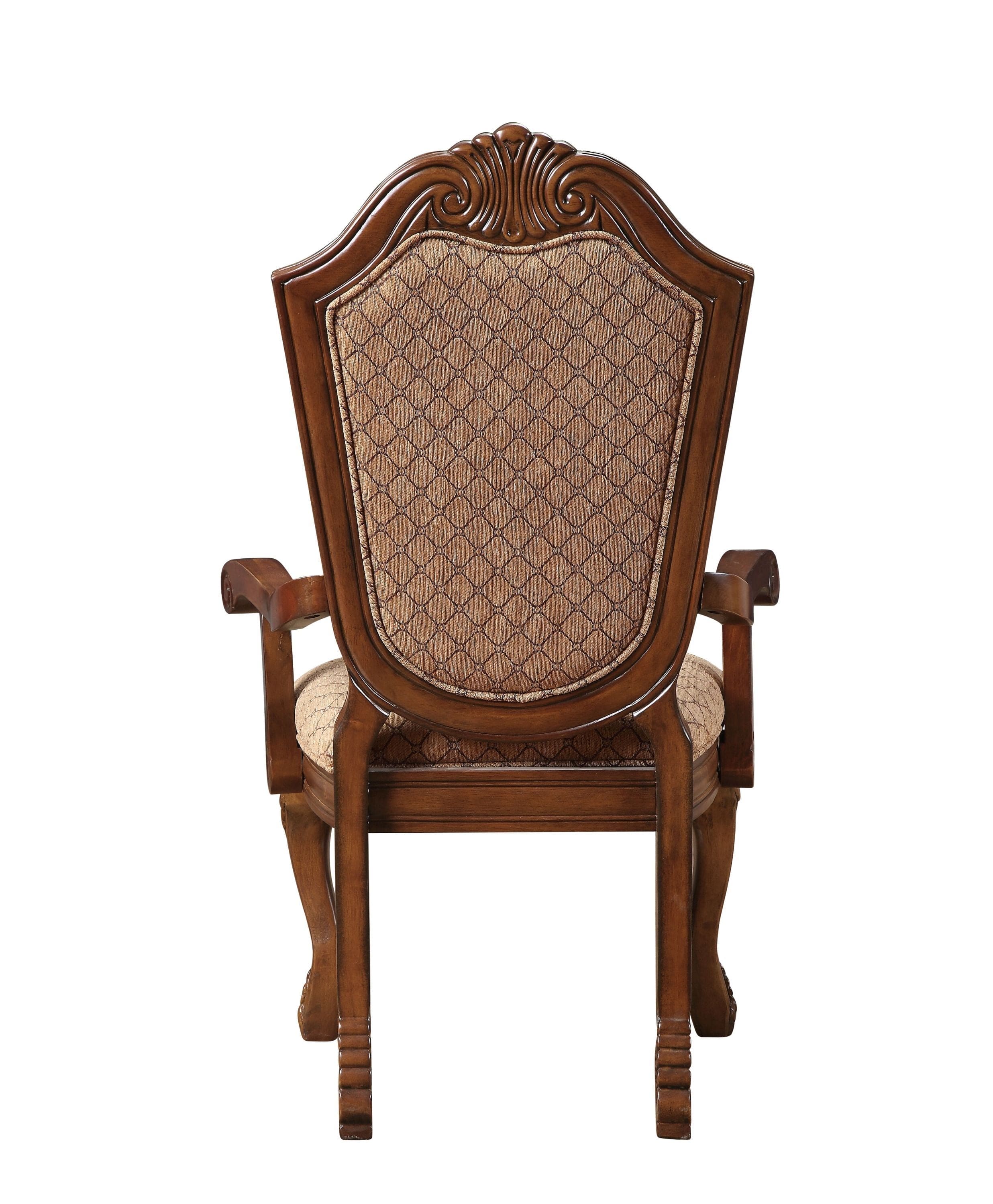 ACME Chateau De Ville Arm Chair (Set-2) in Fabric & Cherry 04078A