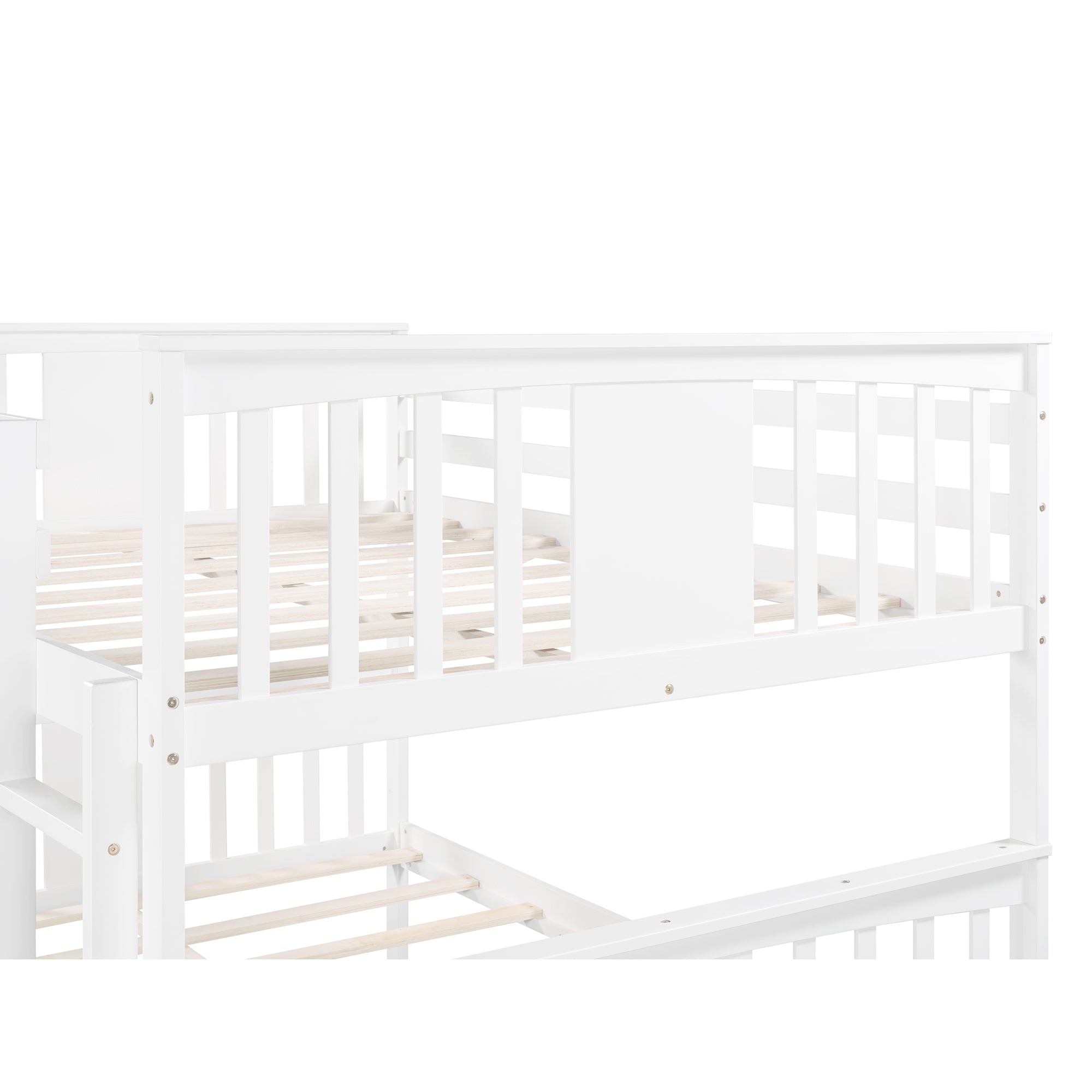 Full over Full Bunk Bed with Twin Size Trundle and Ladder-White(Old SKU: LP000204AAK)