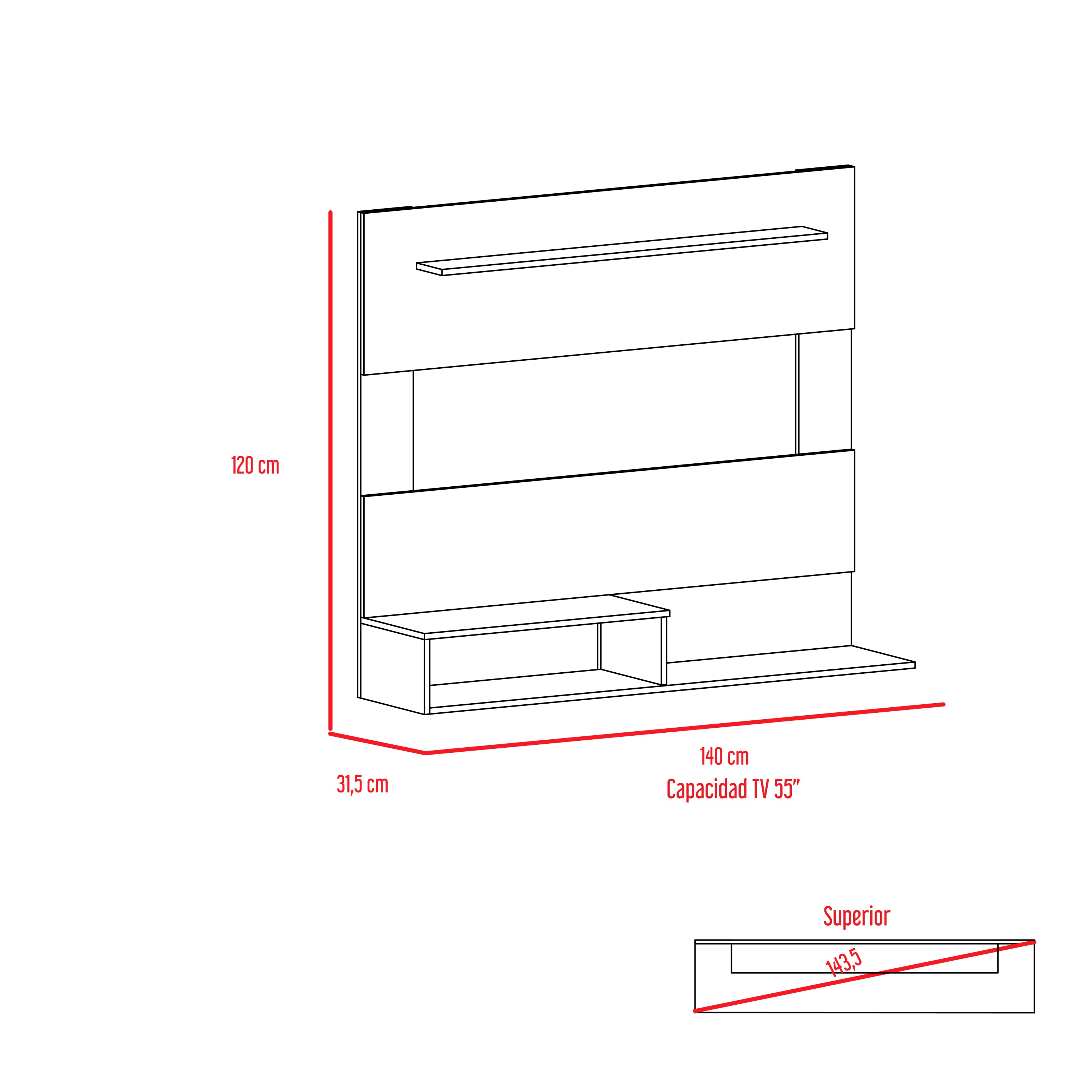 Forest Hills 3-Shelf Floating Entertainment Center Light Pine