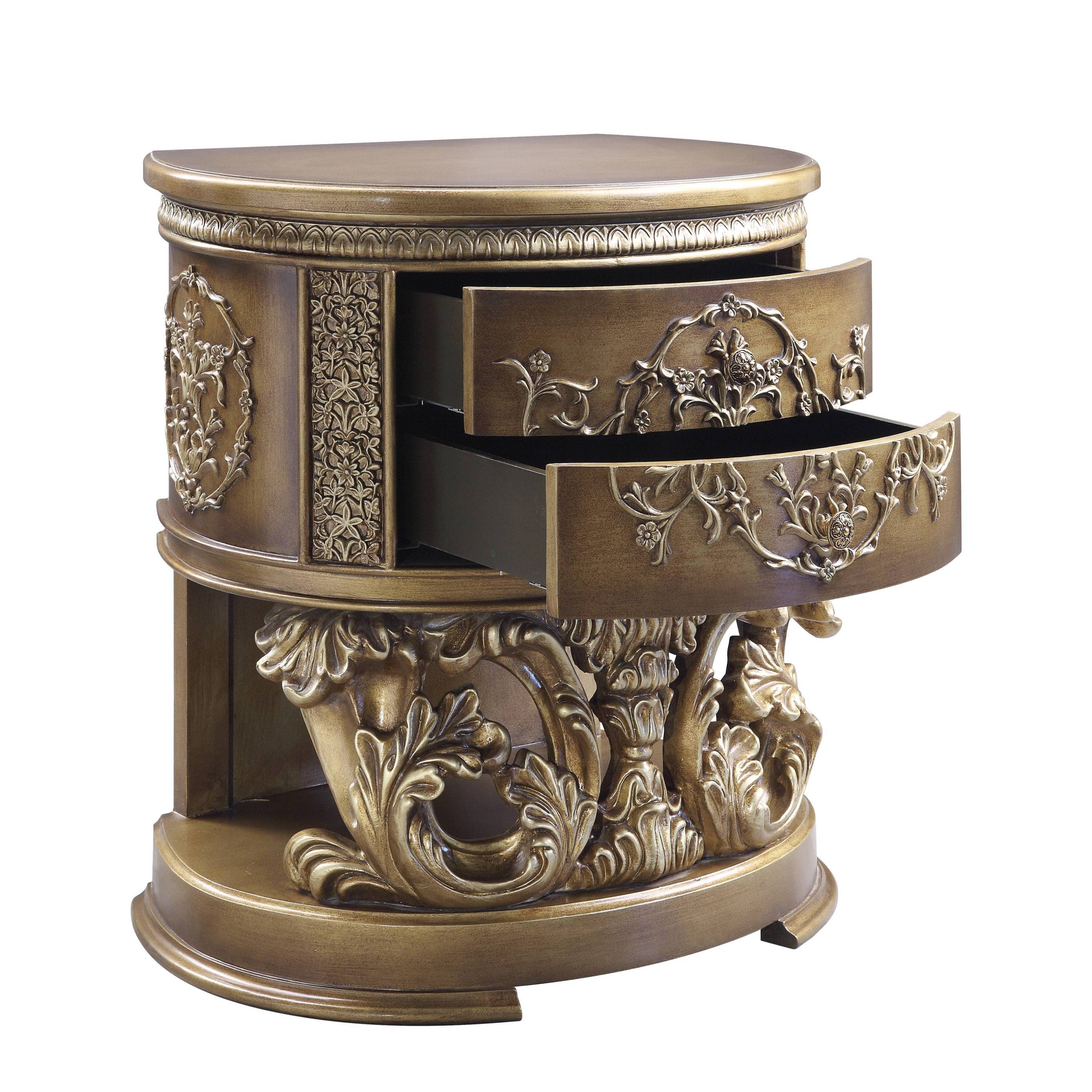 ACME Constantine Nightstand, Brown & Gold Finish BD00472