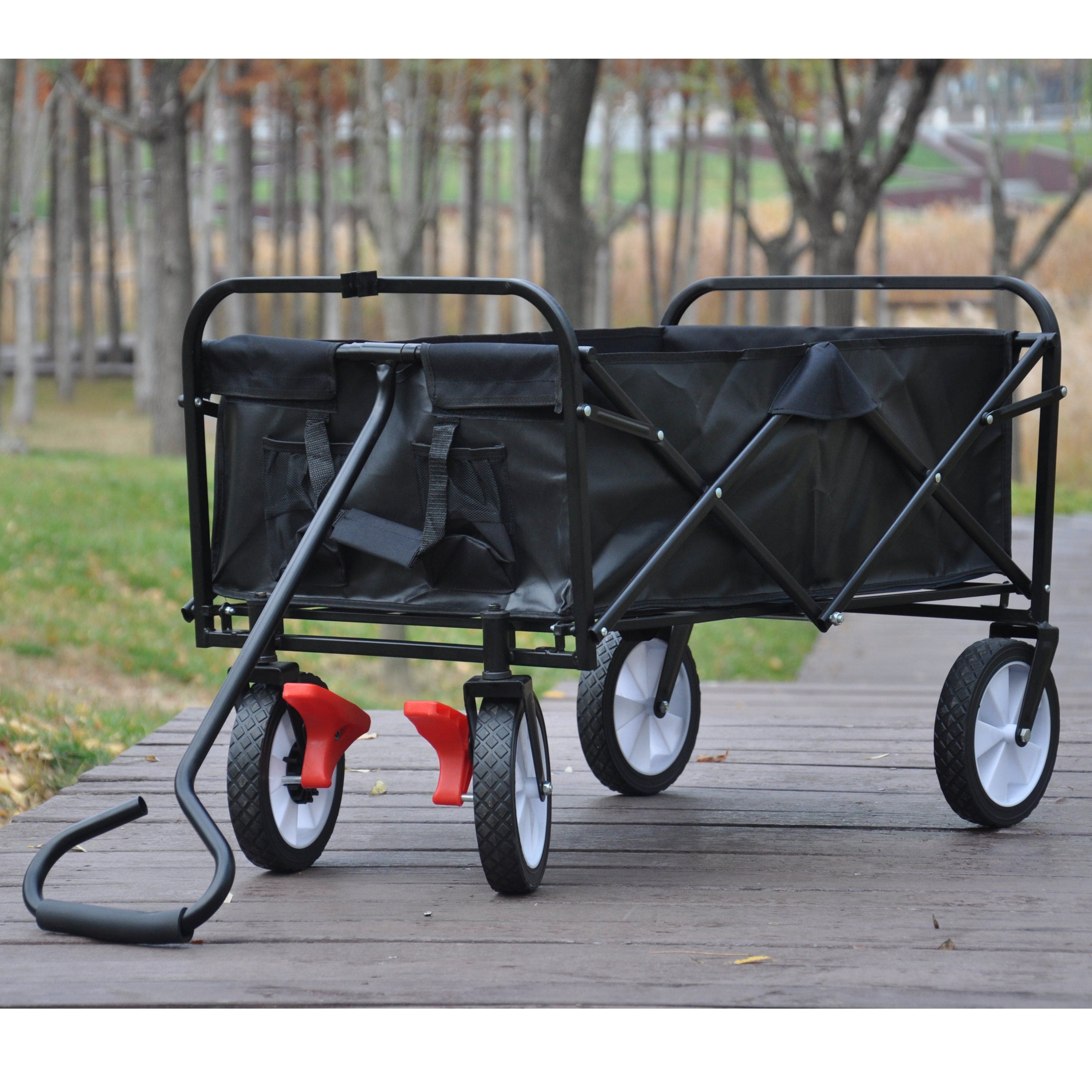 Folding Wagon Garden Shopping Beach Cart (black)