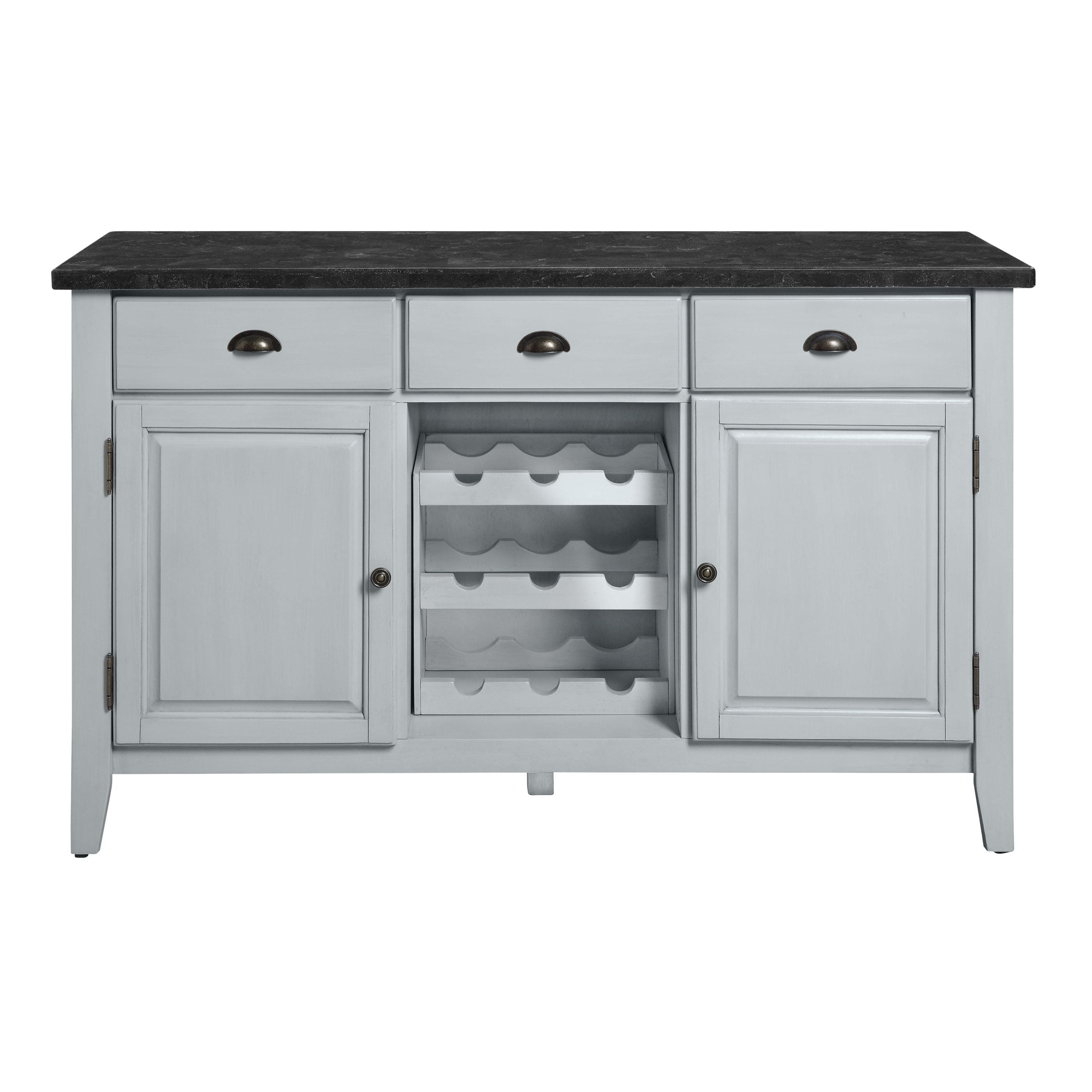 ACME Lanton SERVER Marble & Antique White Finish DN01453