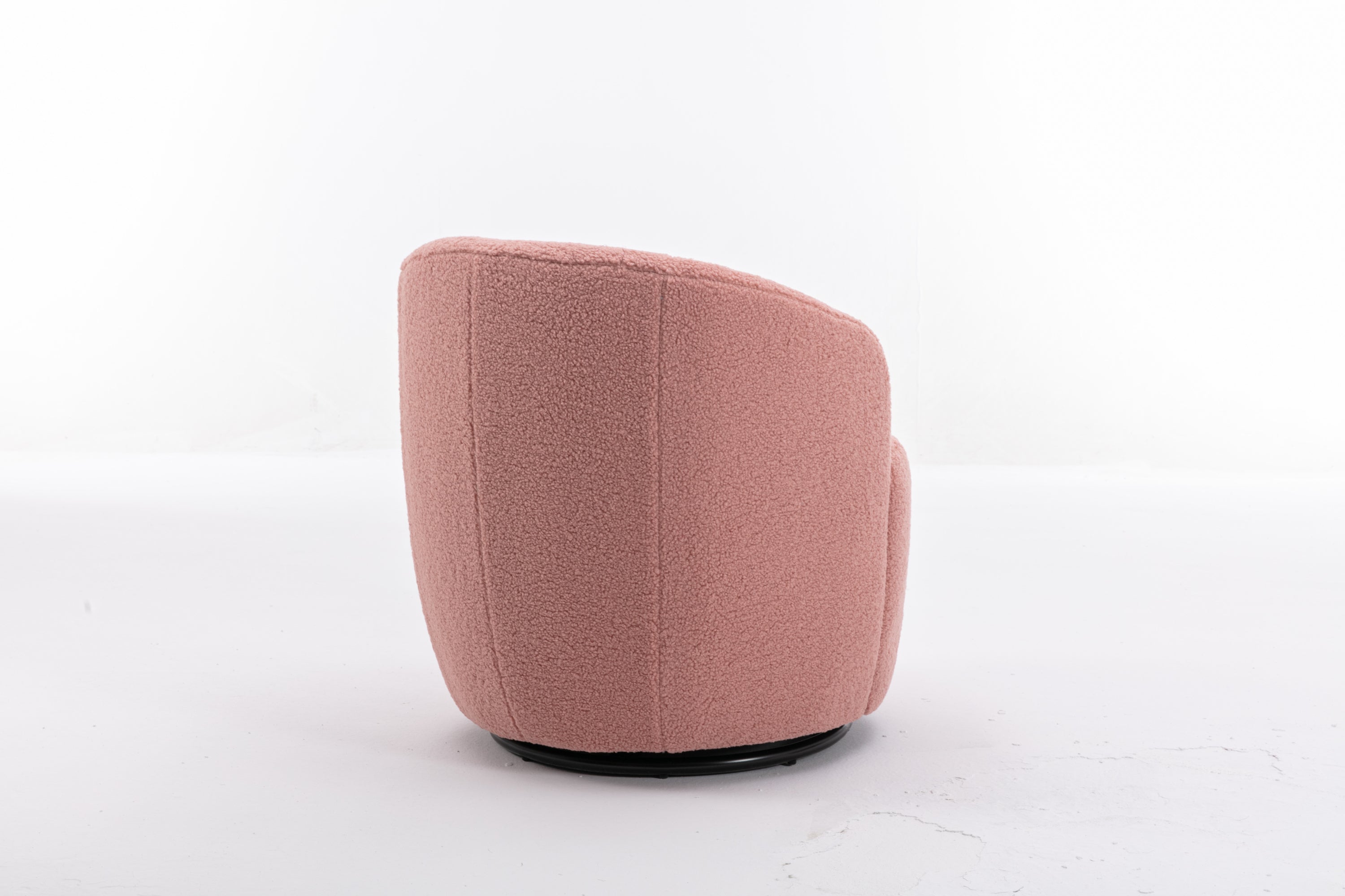 Teddy Fabric Swivel Accent Armchair Barrel Chair With Black Powder Coating Metal Ring,Light Pink