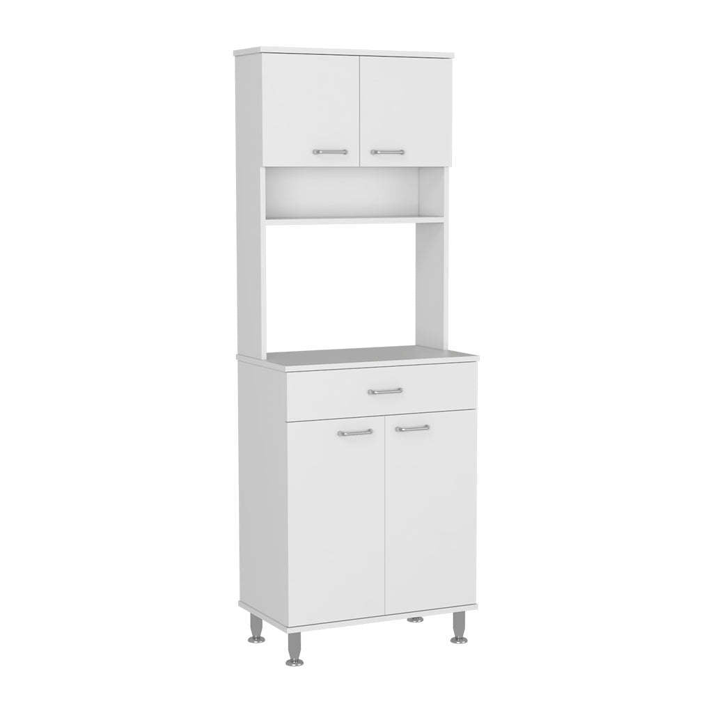 DEPOT E-SHOP Helis 60 Pantry Double Door Cabinet, One Drawer, Four Legs, Three Shelves , White