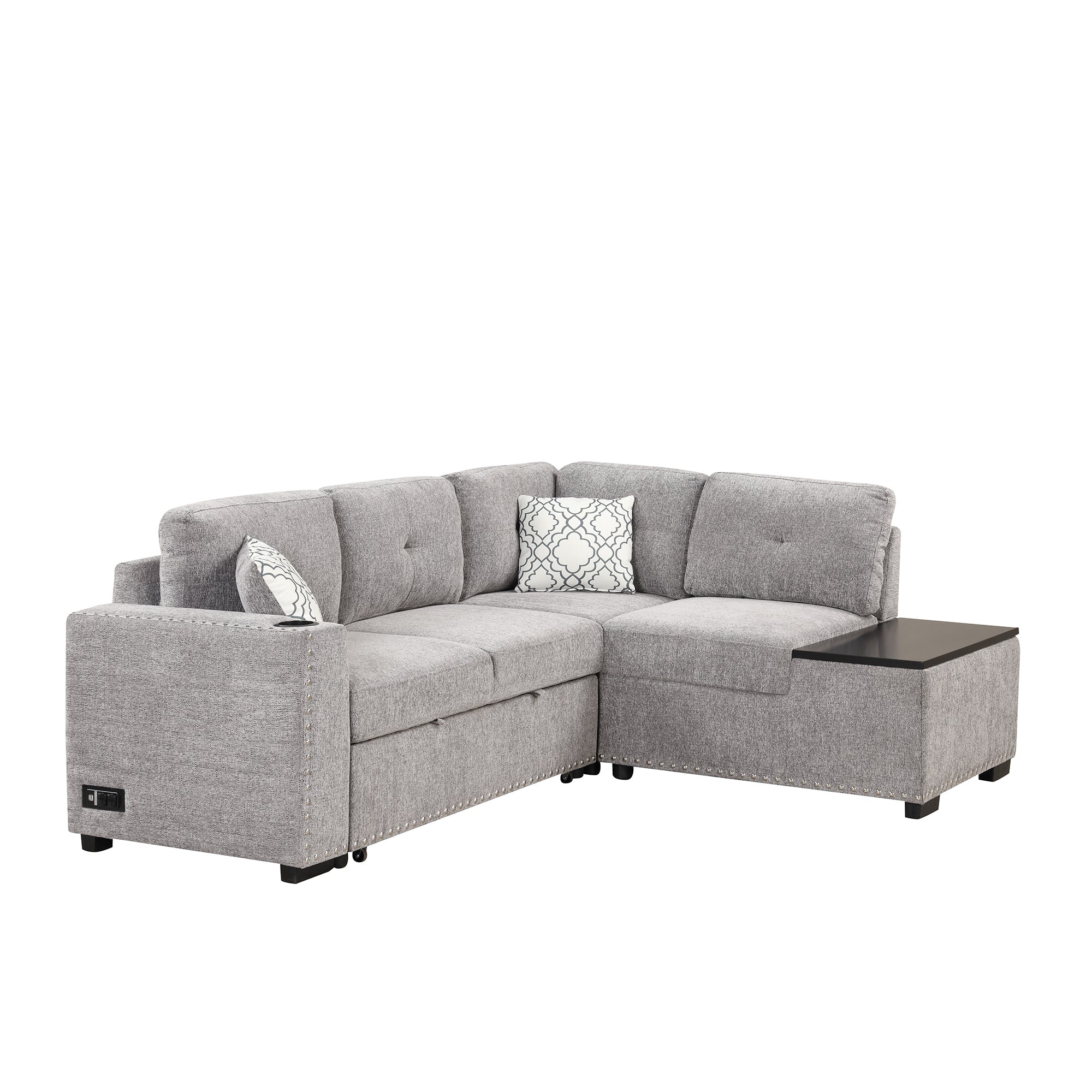 Sofa Bed L-Shaped Corner Sofa, Light Gray