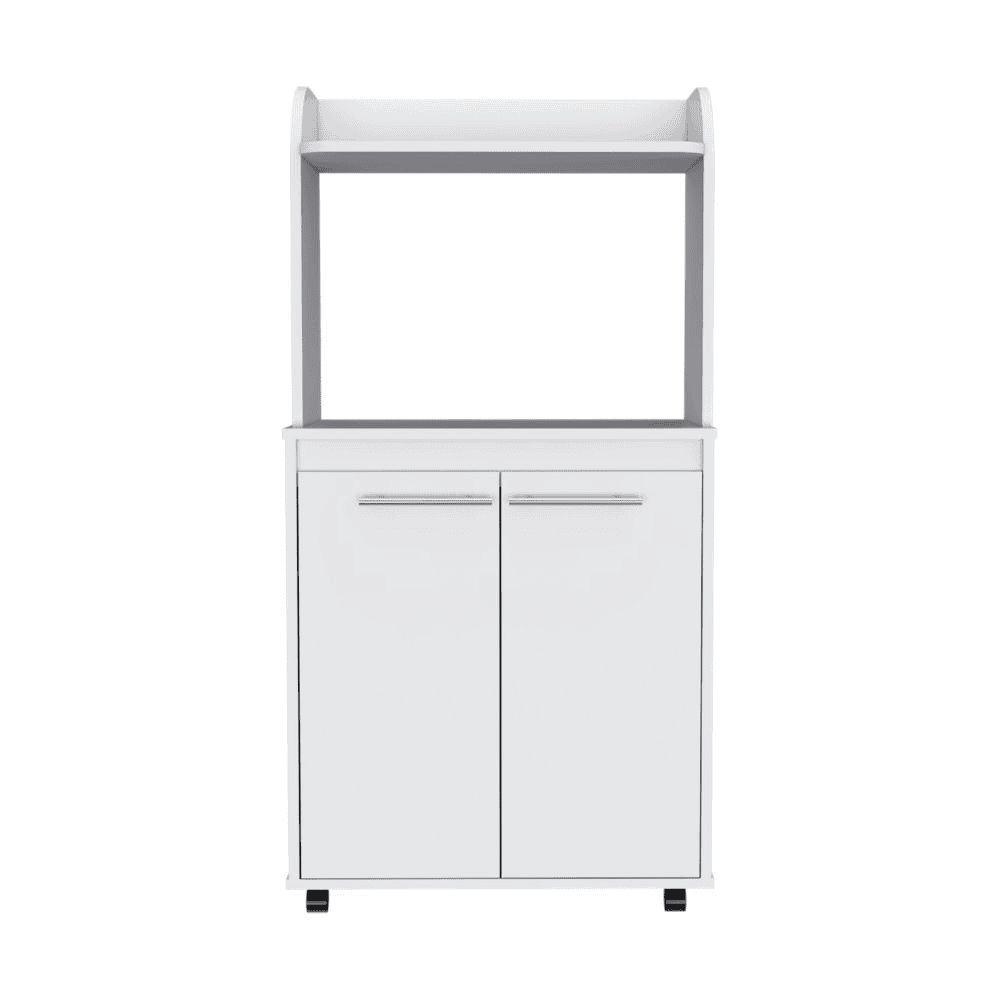 DEPOT E-SHOP Lucca Kitchen Cart, Two Door Cabinet, One Open Shelf, Two Interior Shelves, White