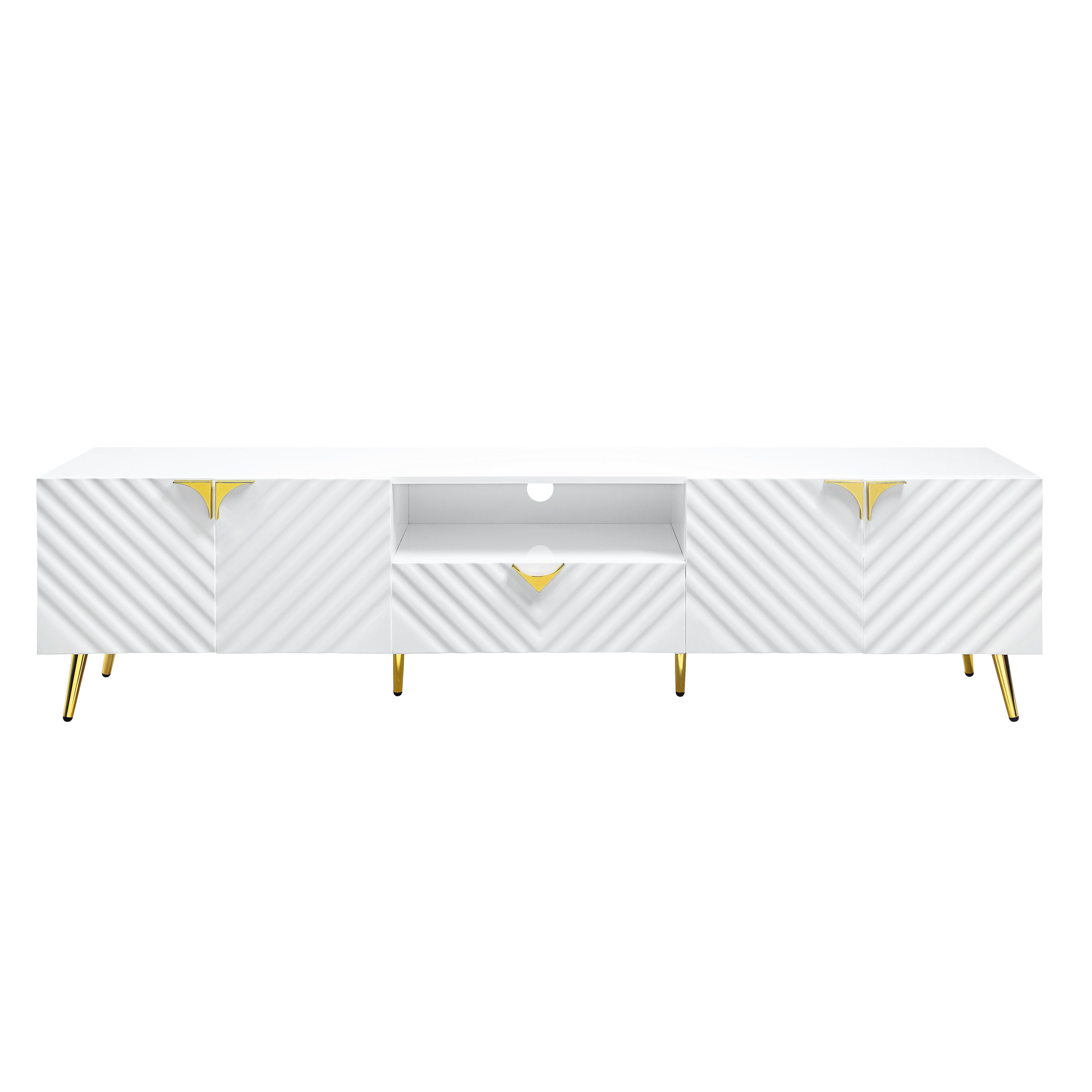 ACME Gaines TV Stand, White High Gloss Finish LV01138