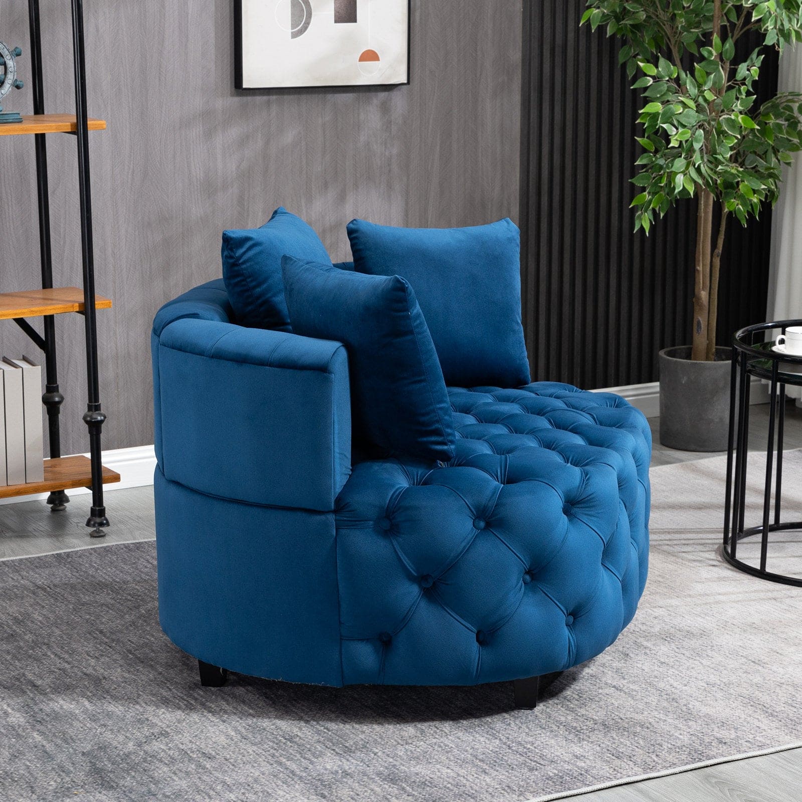 A&A Furniture,Accent Chair / Classical Barrel Chair for living room / Modern Leisure Sofa Chair (Blue)