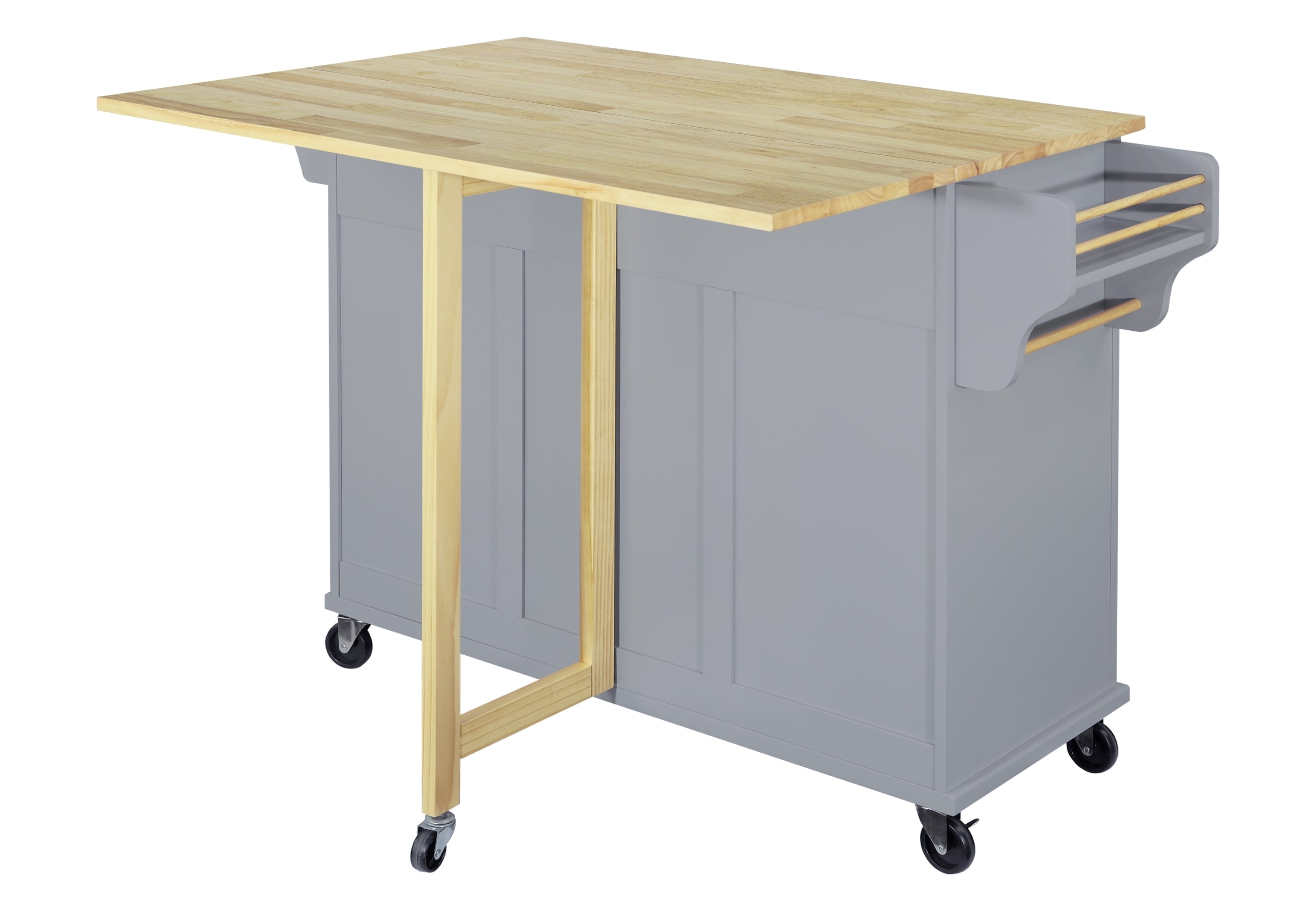 Cambridge Natural Wood Top Kitchen Island with Storage