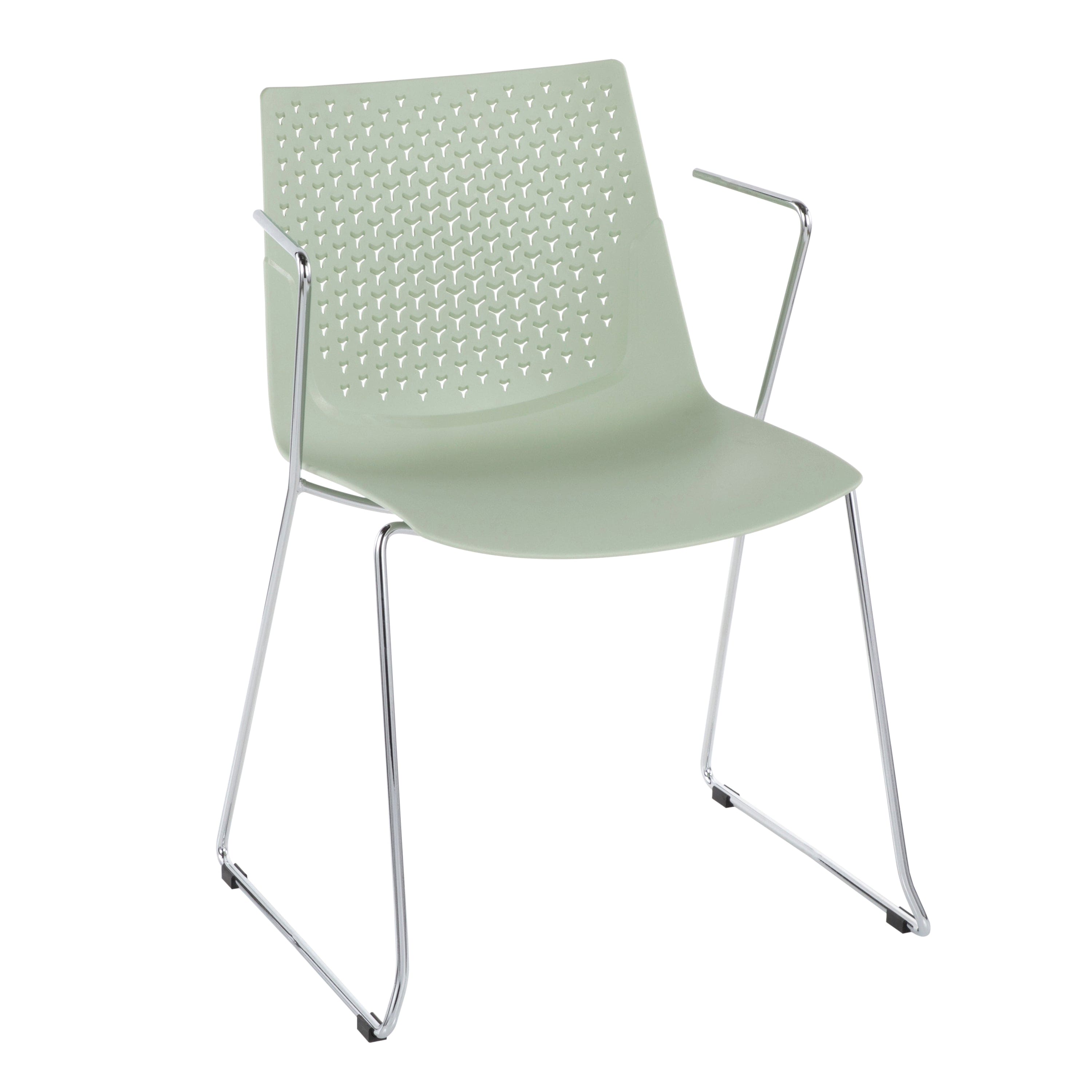 Matcha Contemporary Chair in Chrome and Green by LumiSource - Set of 2