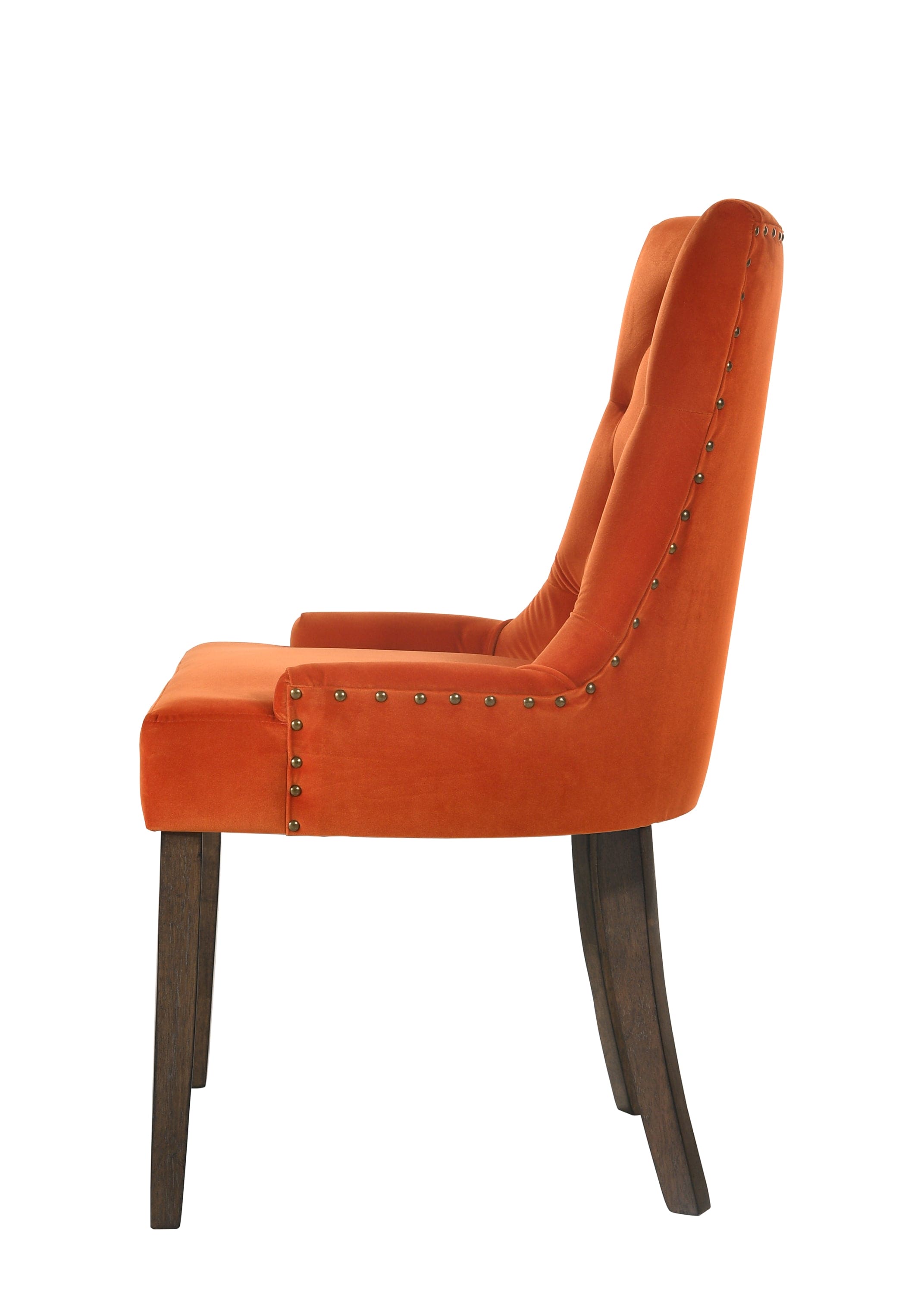 ACME Farren Side Chair, Orange Velvet & Espresso Finish 77164