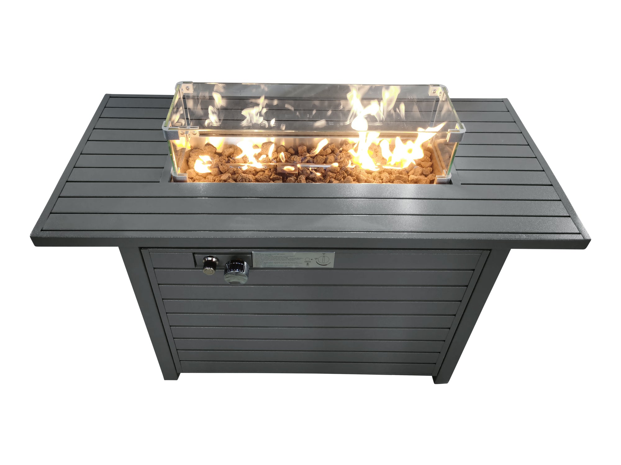 Living Source International 11'' H x 42'' L Steel Propane Outdoor Fire Pit Table with Lid