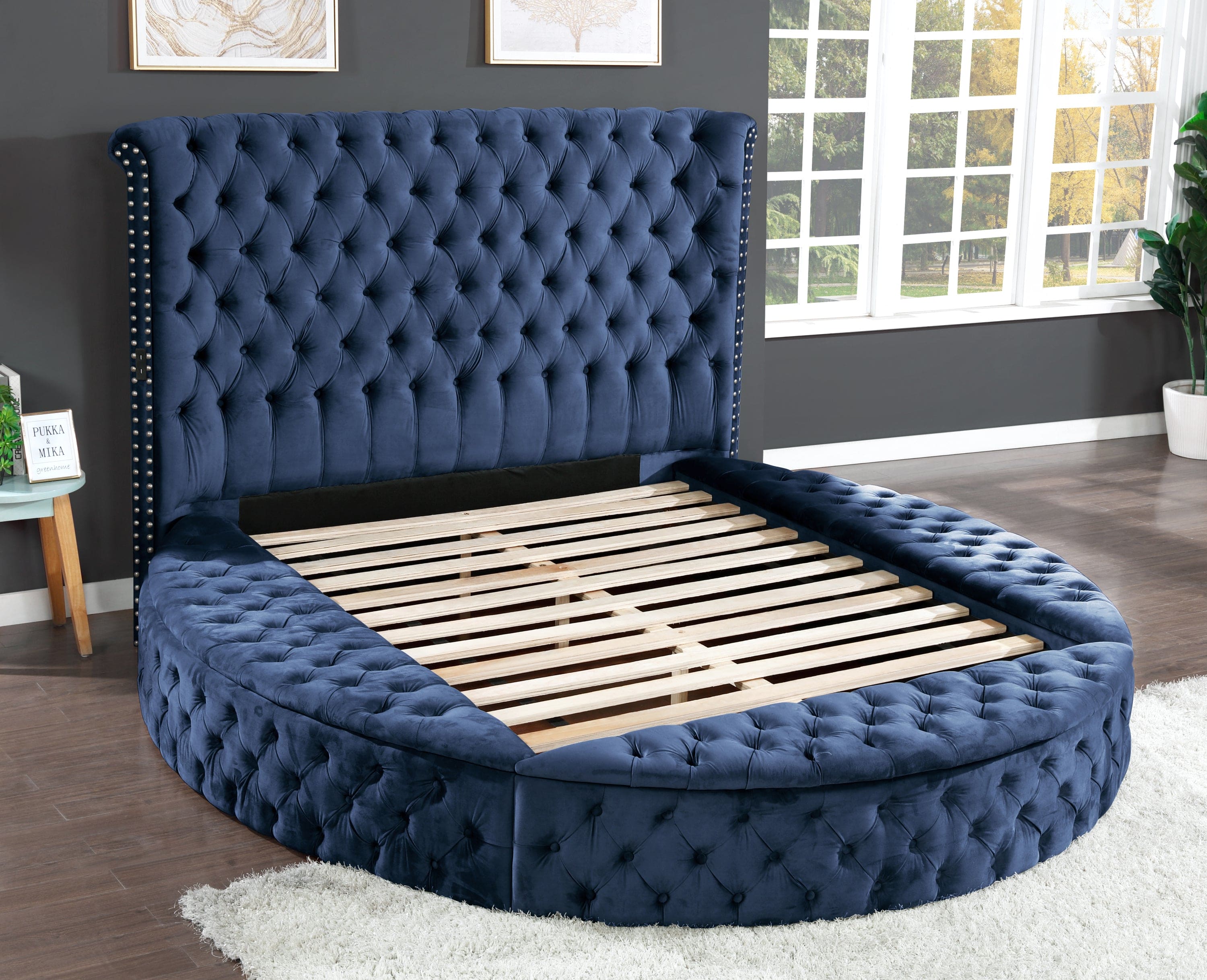 Hazel Queen 5 Pc Bedroom Set Made With Wood In Blue Color