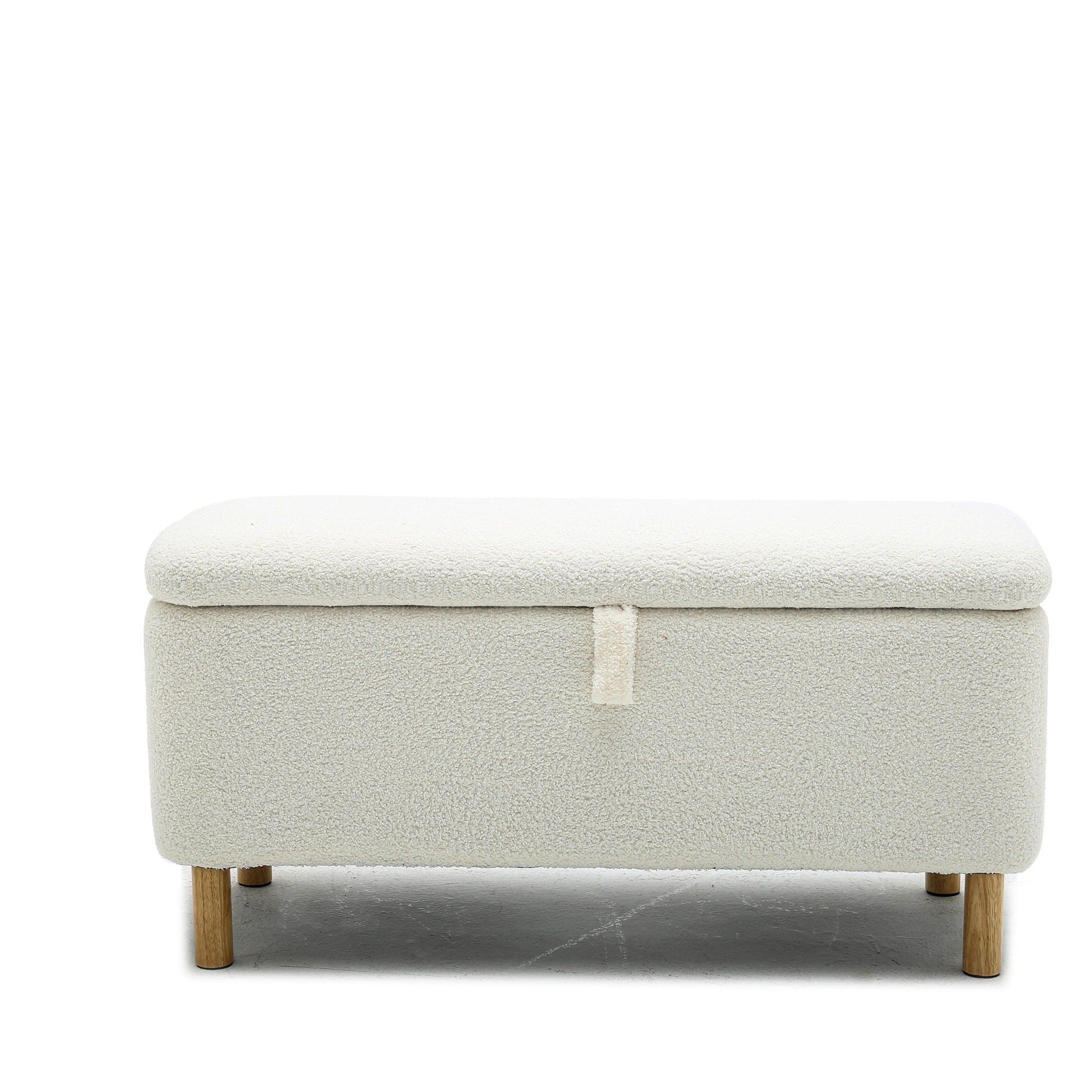 Basics Upholstered Storage Ottoman and Entryway Bench White