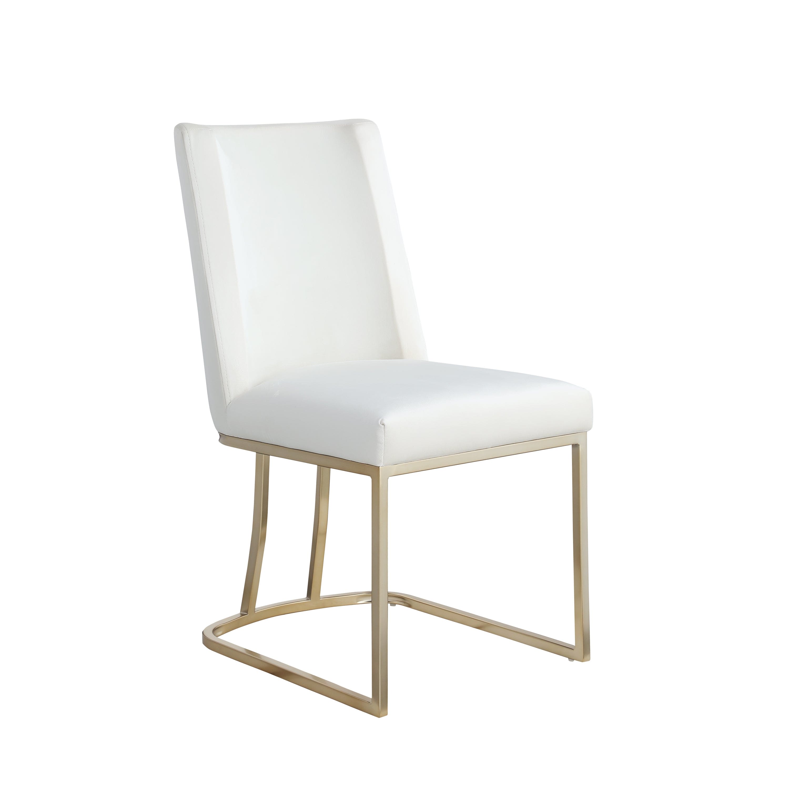 Dining Chairs, Velvet Upolstered Side Chair, Gold Metal Legs (Set of 2) - White