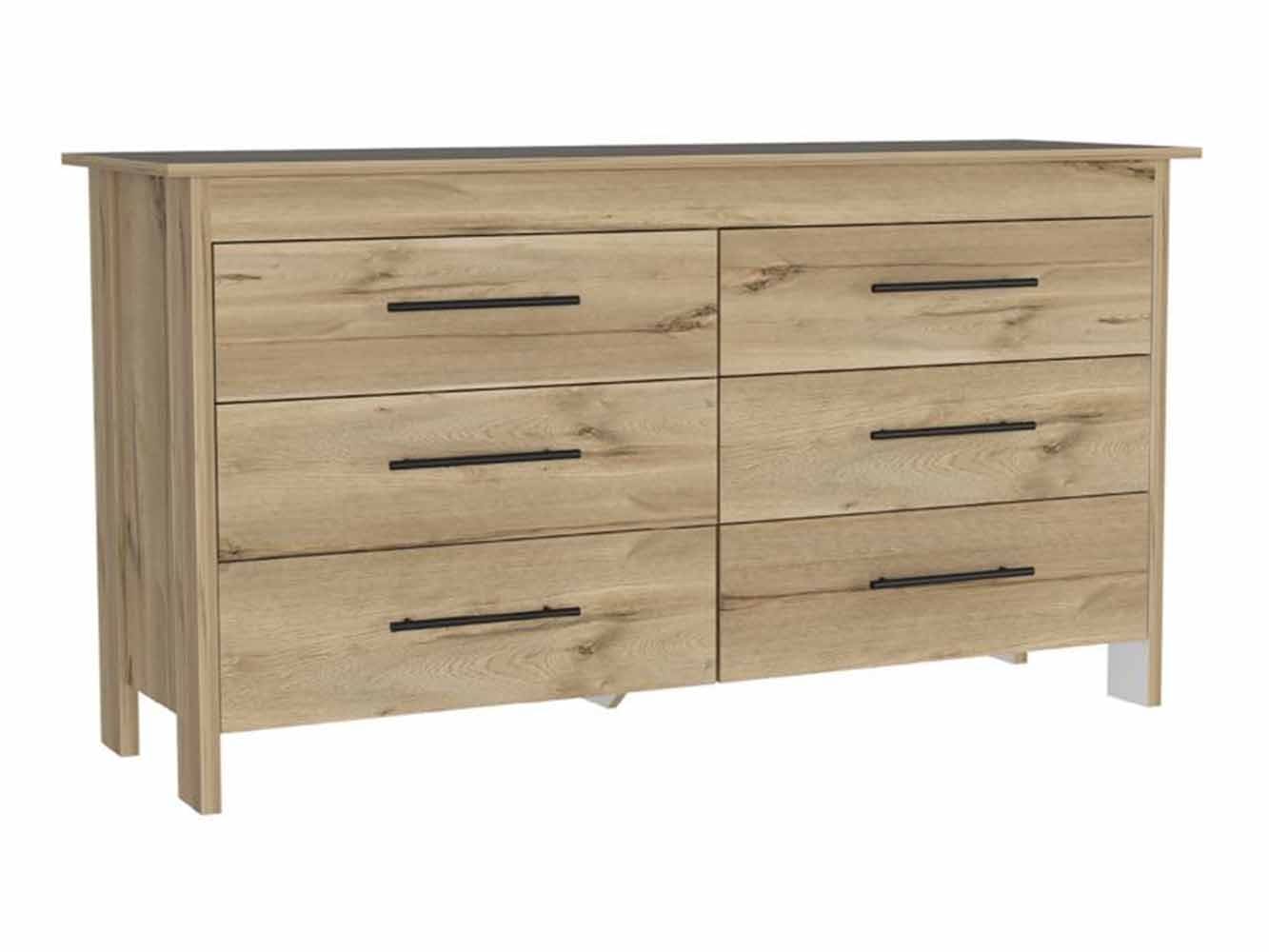 Southington 6-Drawer Rectangle Dresser Light Oak and White