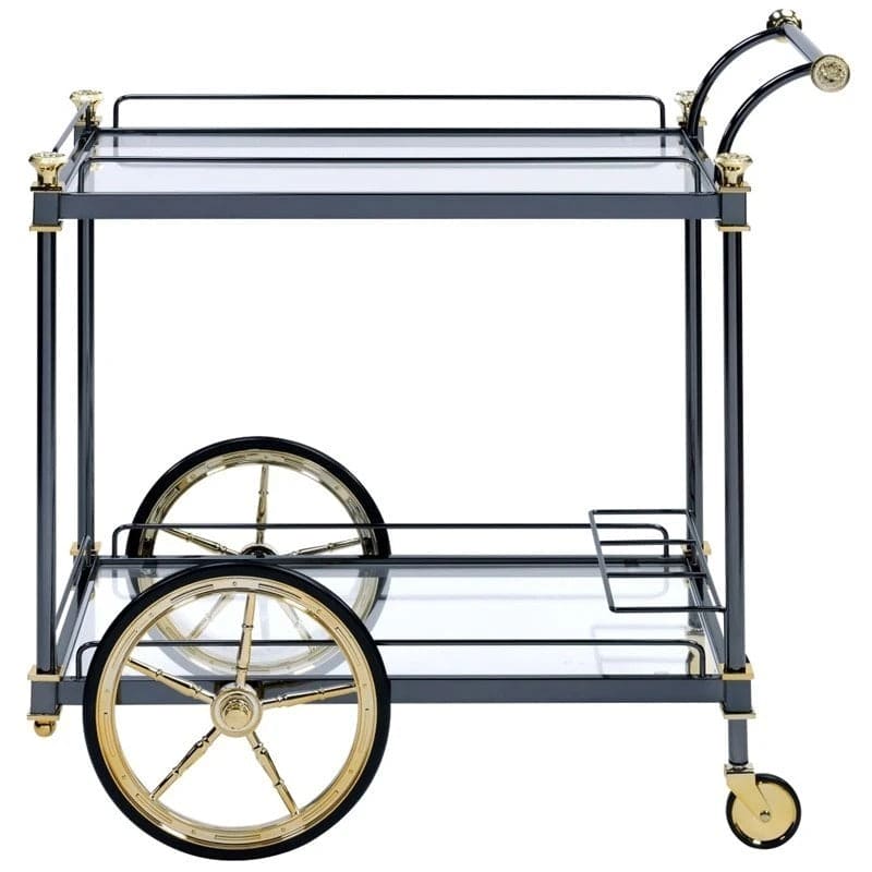 ACME Cyrus Serving Cart, Black/Gold & Clear Glass 98370