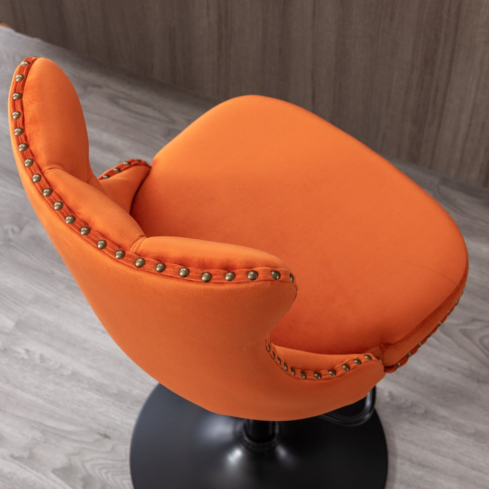 A&A Furniture,Swivel Velvet Barstools Adjusatble Seat Height from 25-33 Inch, Modern Upholstered Bar Stools with Backs Comfortable Tufted for Home Pub and Kitchen Island（Orange,Set of 2）