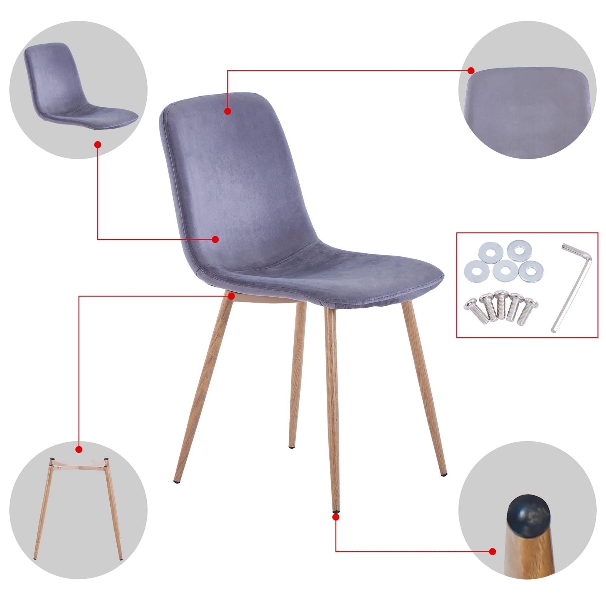 Dining Chair 4PCS（GRAY），Modern style，New technology.Suitable for restaurants, cafes, taverns, offices, living rooms, reception rooms.