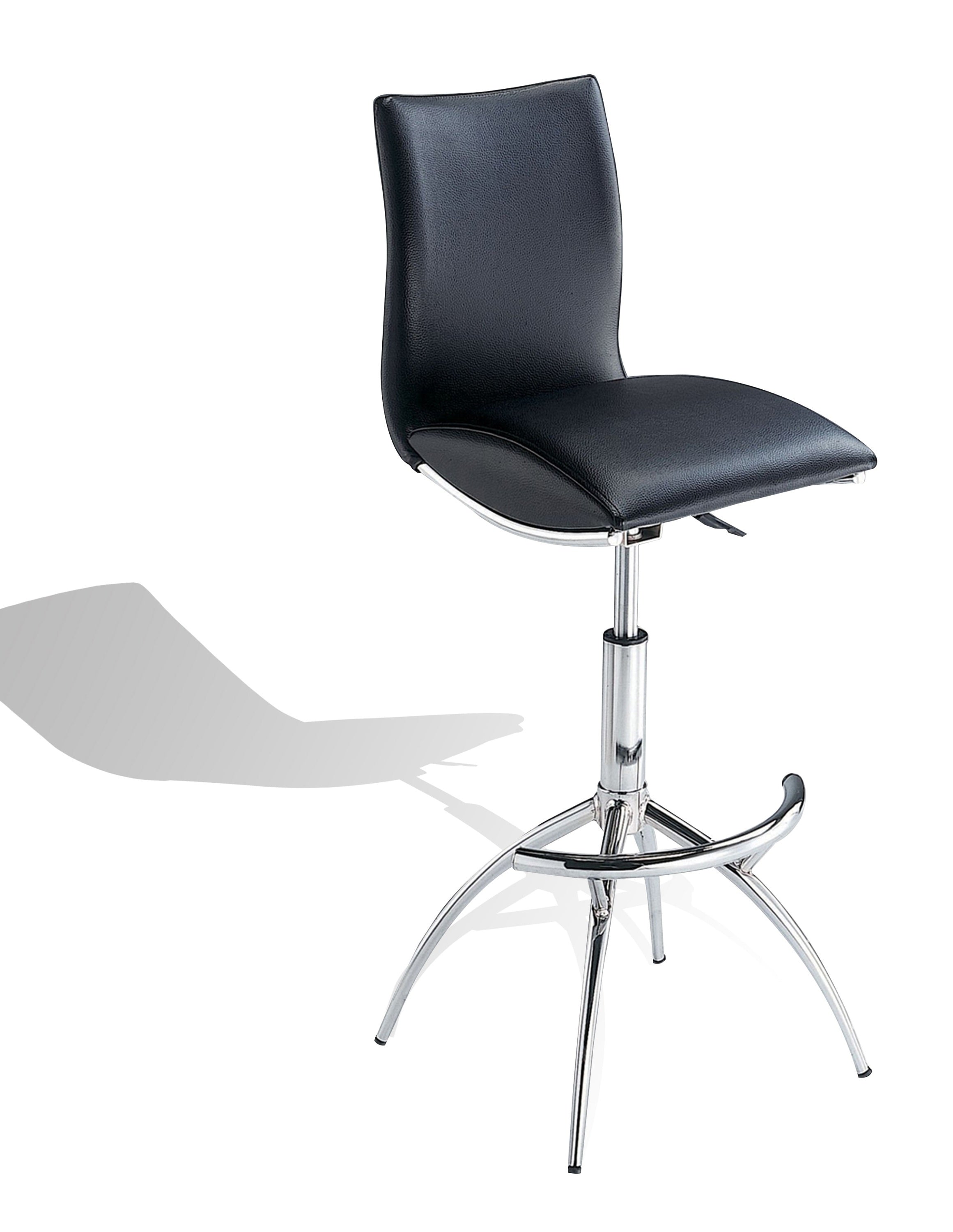 Modern Barstool Leatherette/Chrome Adjustable Height In Black Color