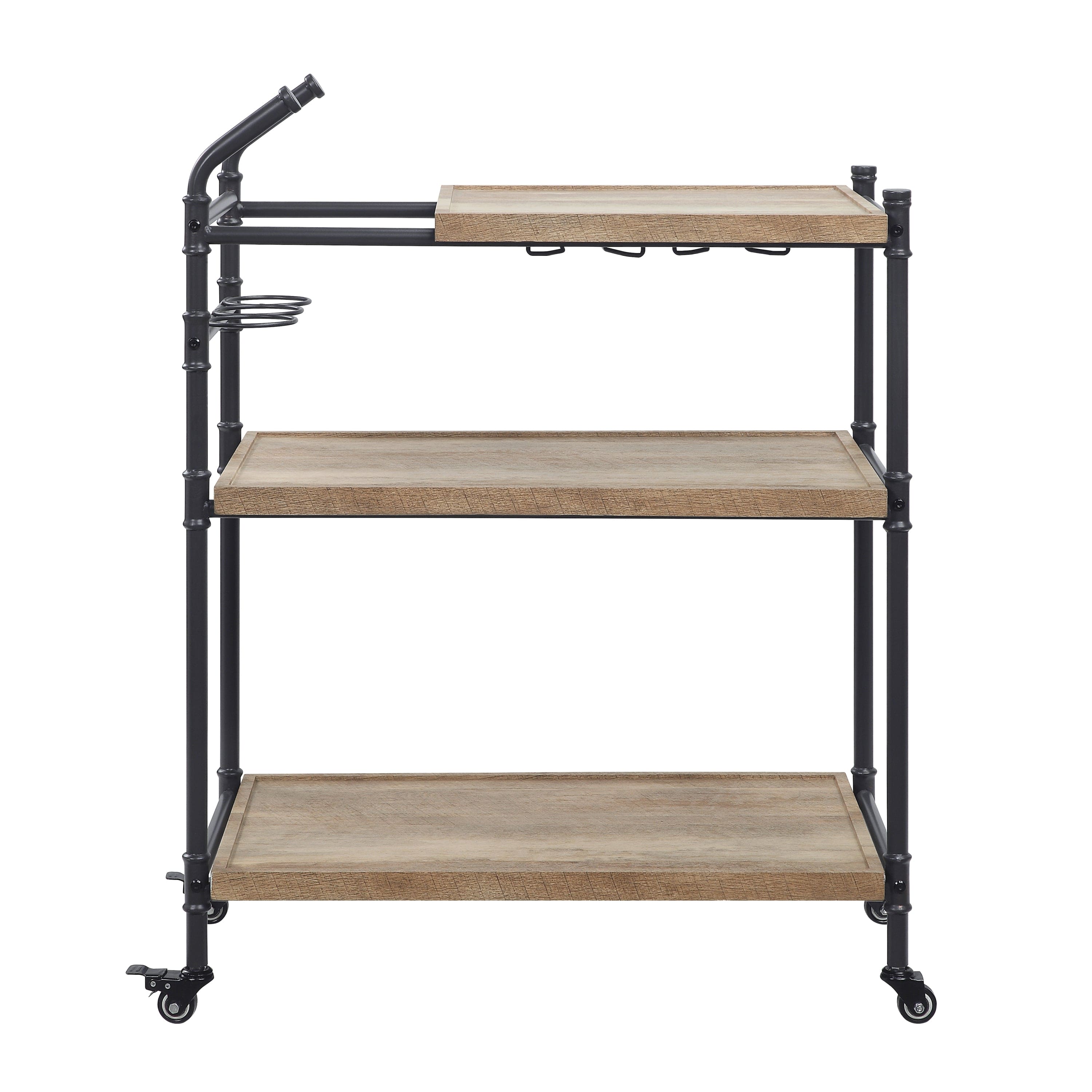 ACME Brantley Serving Cart in Oak & Sandy Black Finish AC00754