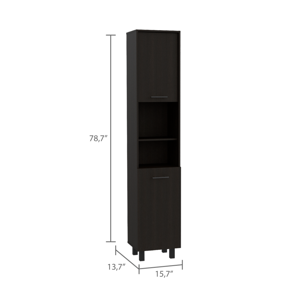 DEPOT E-SHOP Ikaria Kitchen Pantry, Two Shelves, Three Interior, Shelves, Black