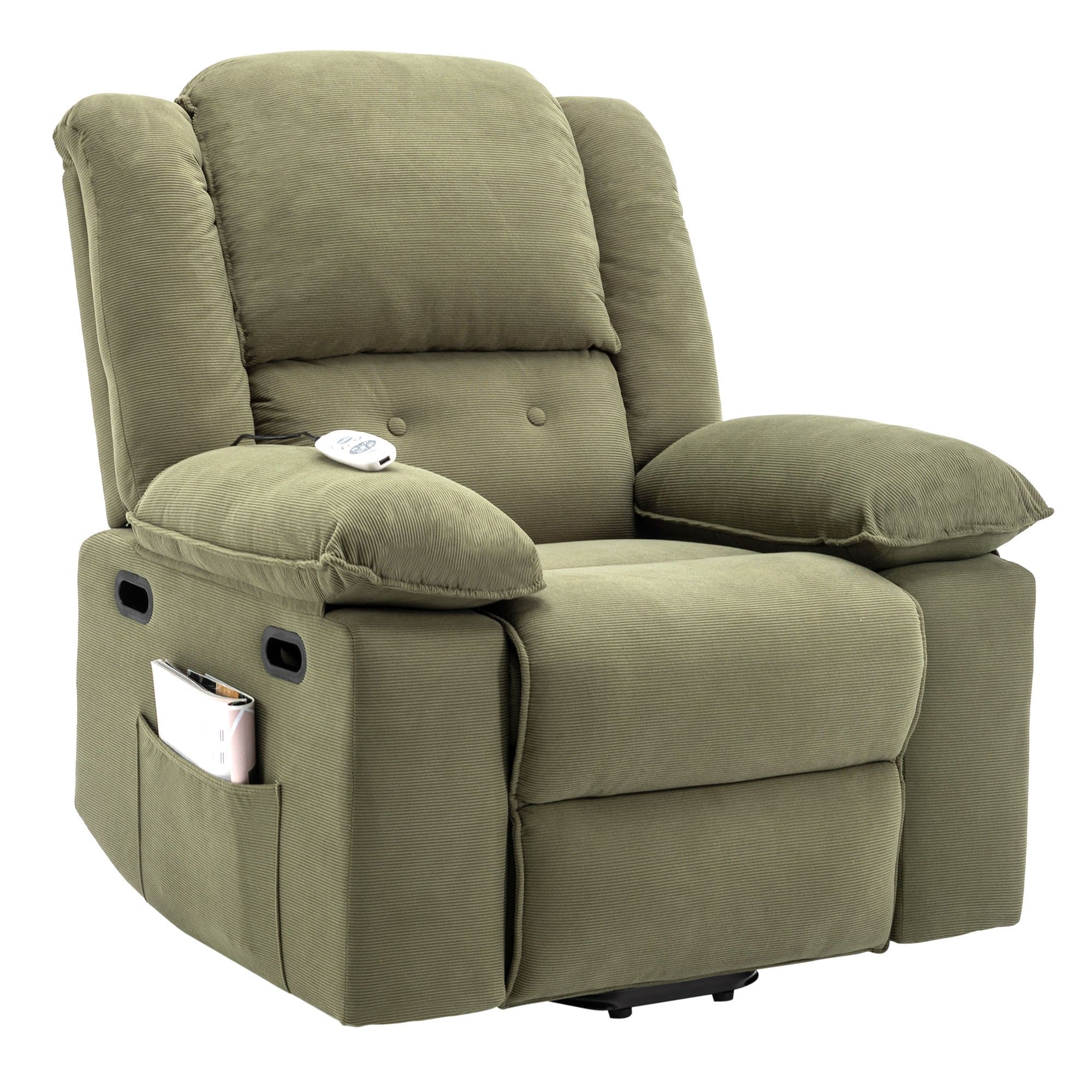 Massage Recliner,Power Lift Chair for Elderly with Adjustable Massage and Heating Function,Recliner Chair with Infinite Position and Side Pocket for Living Room ,Green