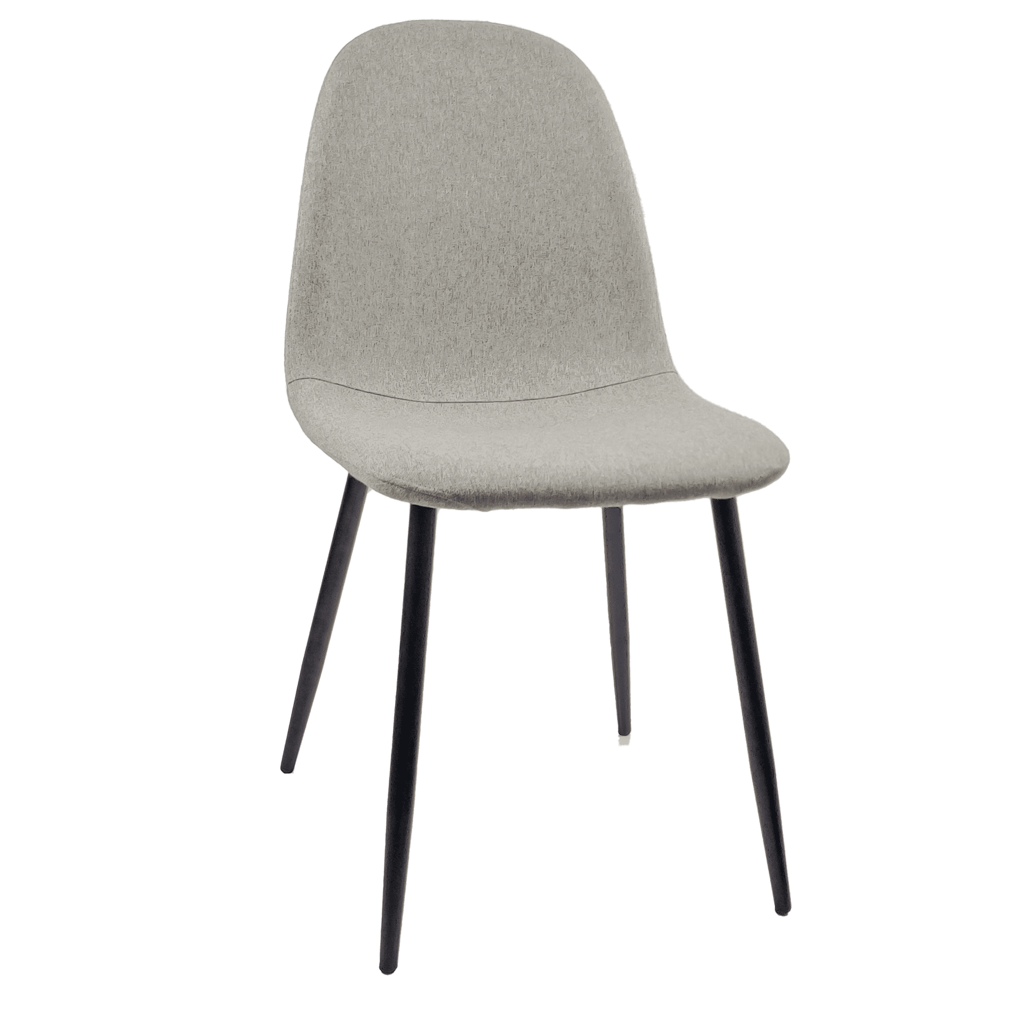 Dining Chairs Set of 4, Modern Accent Chairs with Linen Fabric Upholstered Seat, Spoon Shape Kitchen Chair with Black Metal Legs Dining Side Chairs for Dining Room Kitchen (Grey)