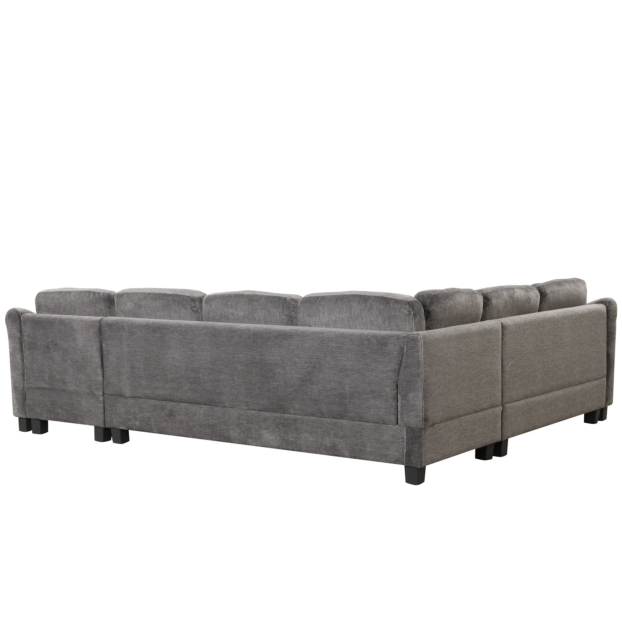 122.1" *91.3"  4pcs Sectional Sofa with Ottoman with Right Side Chaise velvet fabric Dark Gray