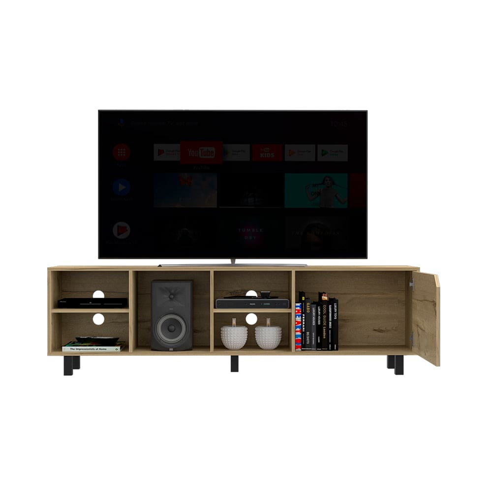 TV Stand for TV´s up 70" Estocolmo, Four Open Shelves, Light Oak Finish