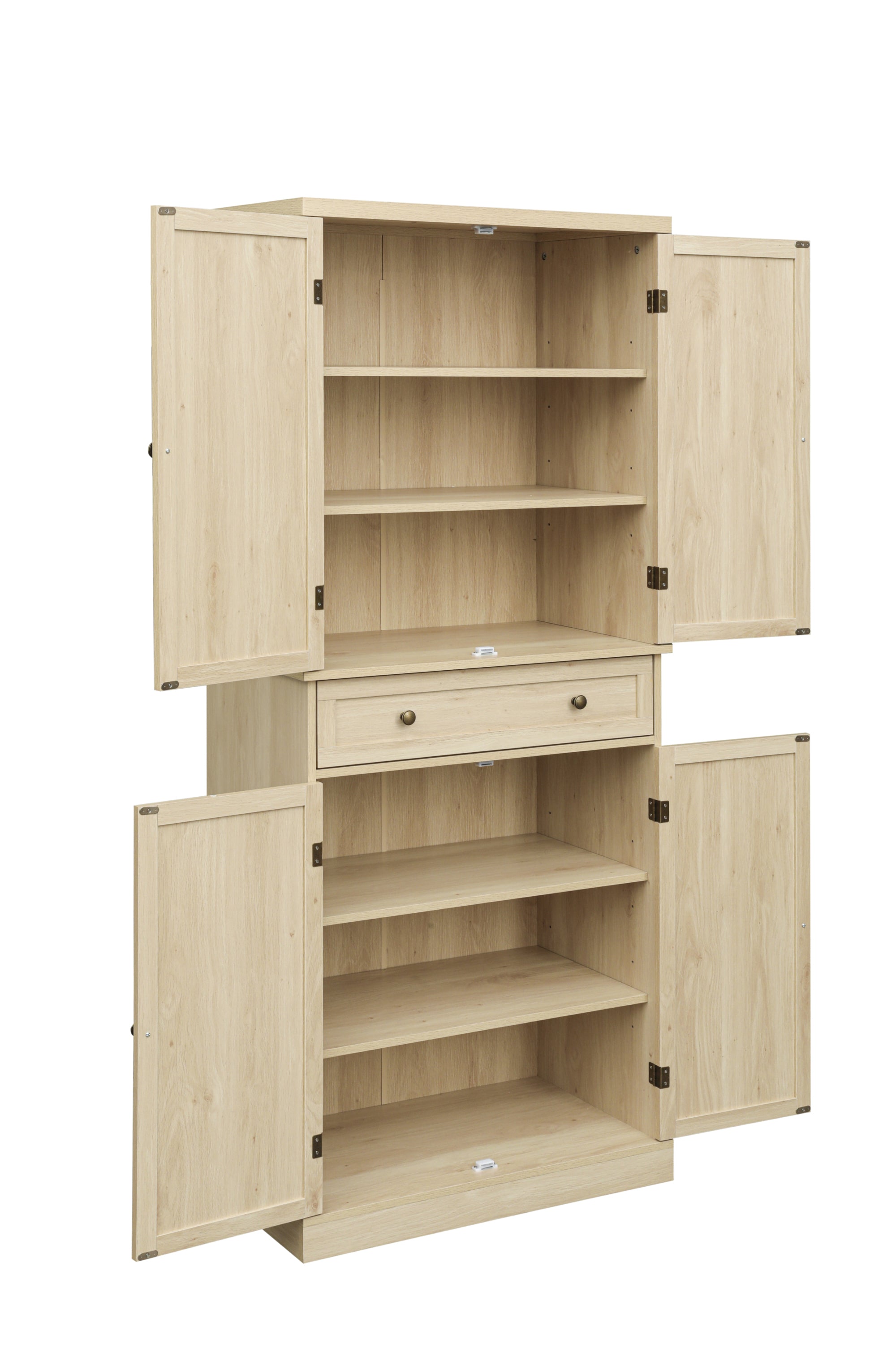 4 Door Cabinet with 1 Drawer, with 4 Adjustable Inner Shelves, Storage Cabinet