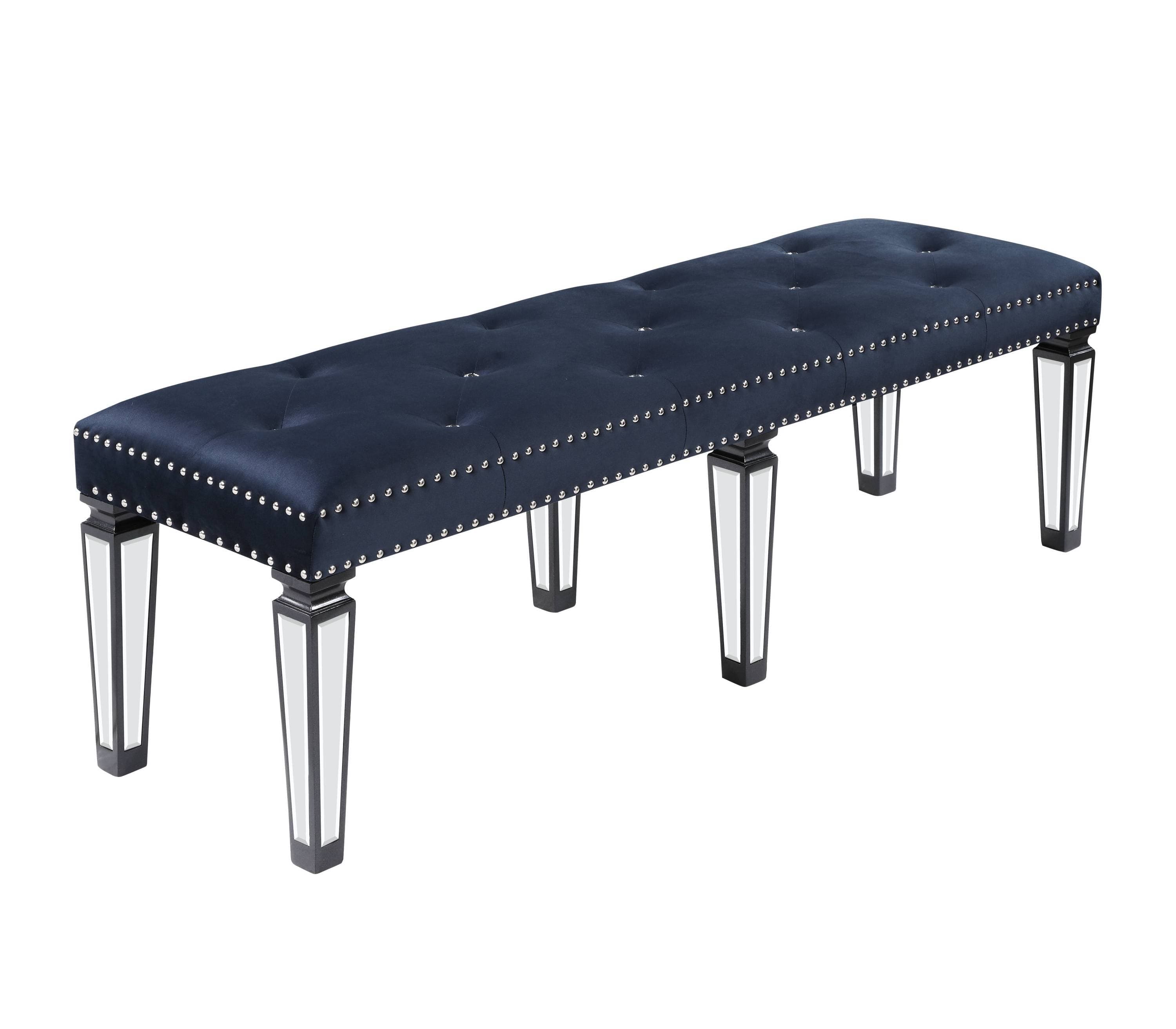 ACME Varian II Bench in Black Velvet & BLACK & Sliver FINISH BD00589