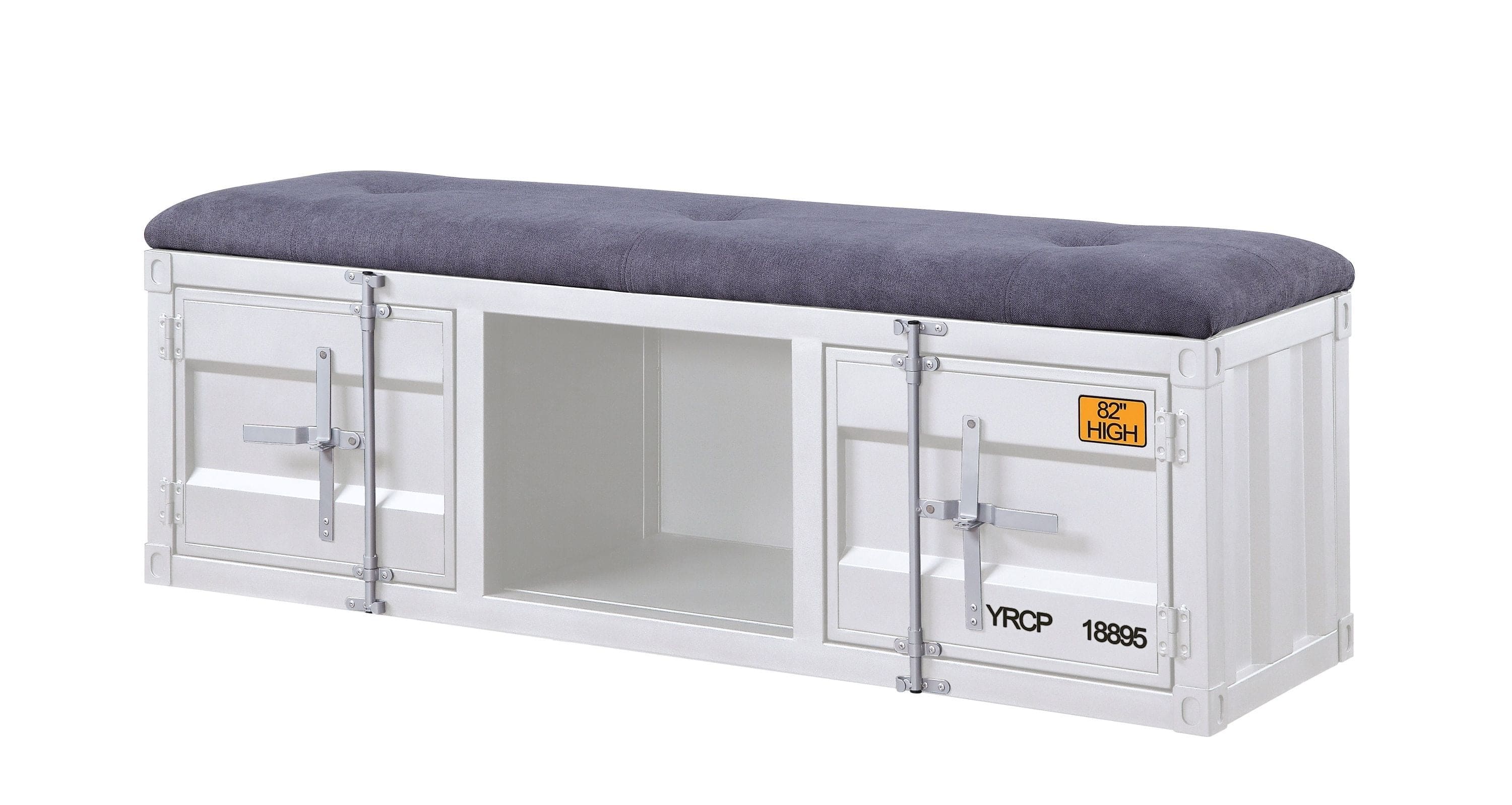 ACME Cargo Bench (Storage), Gray Fabric & White 35912