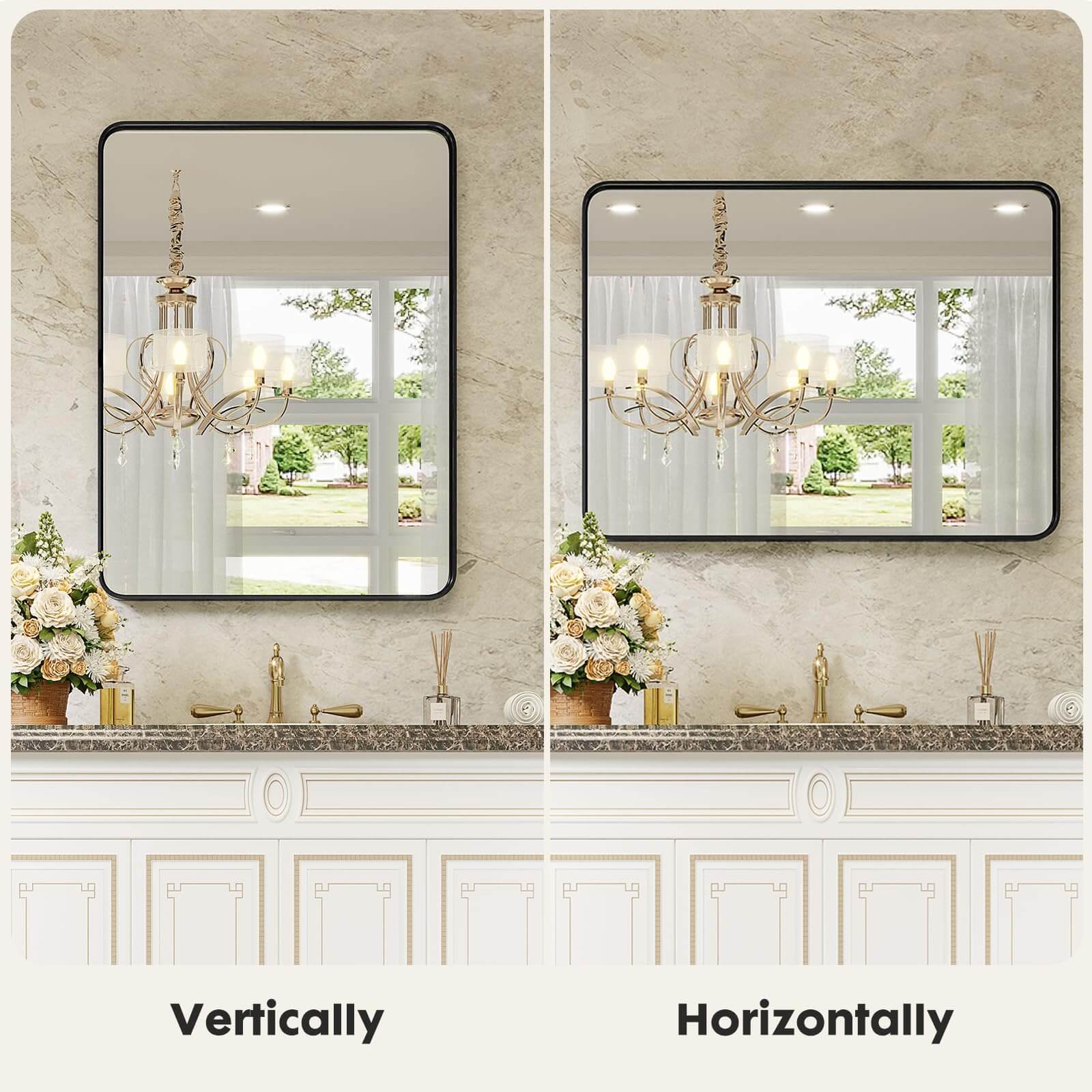 Bathroom Mirror Vanity Mirror for Wall,Aluminum Alloy Framed Wall Mirror Farmhouse,40"×30"