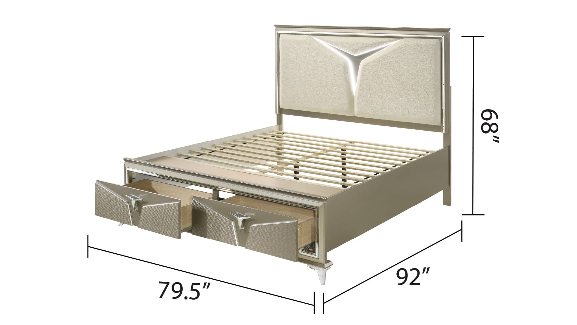 Samantha Modern Style King Bed Made with Wood & LED Headboard