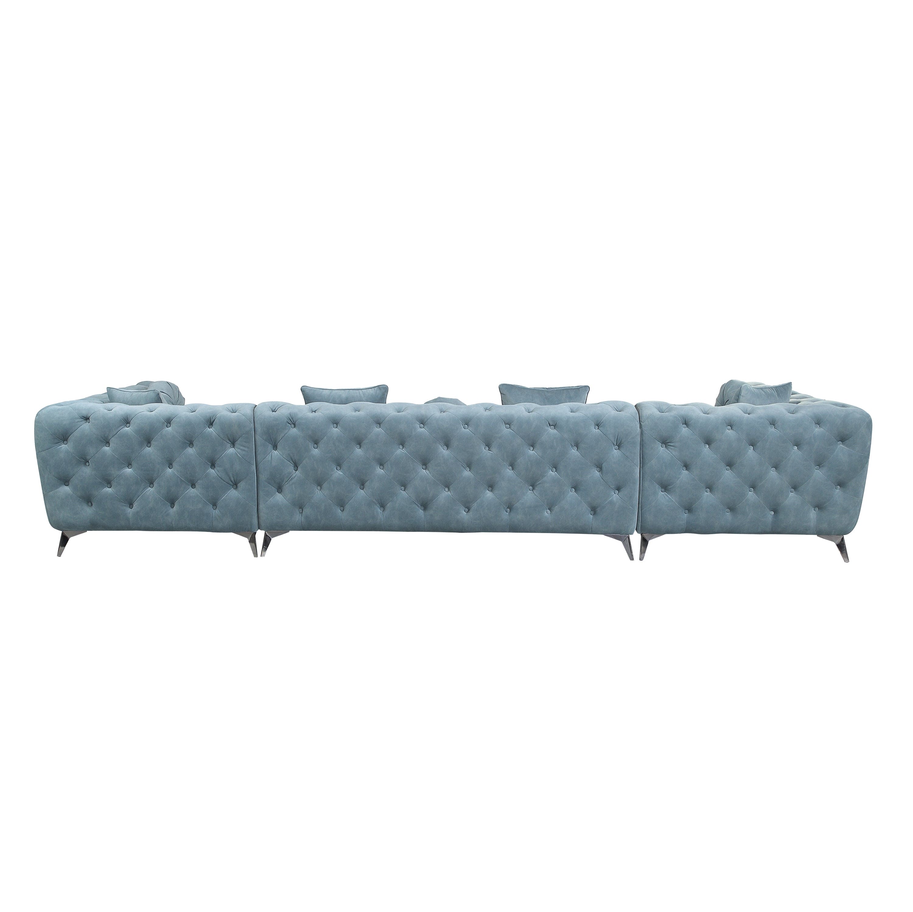 ACME Zerah SECTIONAL SOFA W/7 PILLOWS Deep Green Fabric LV01161