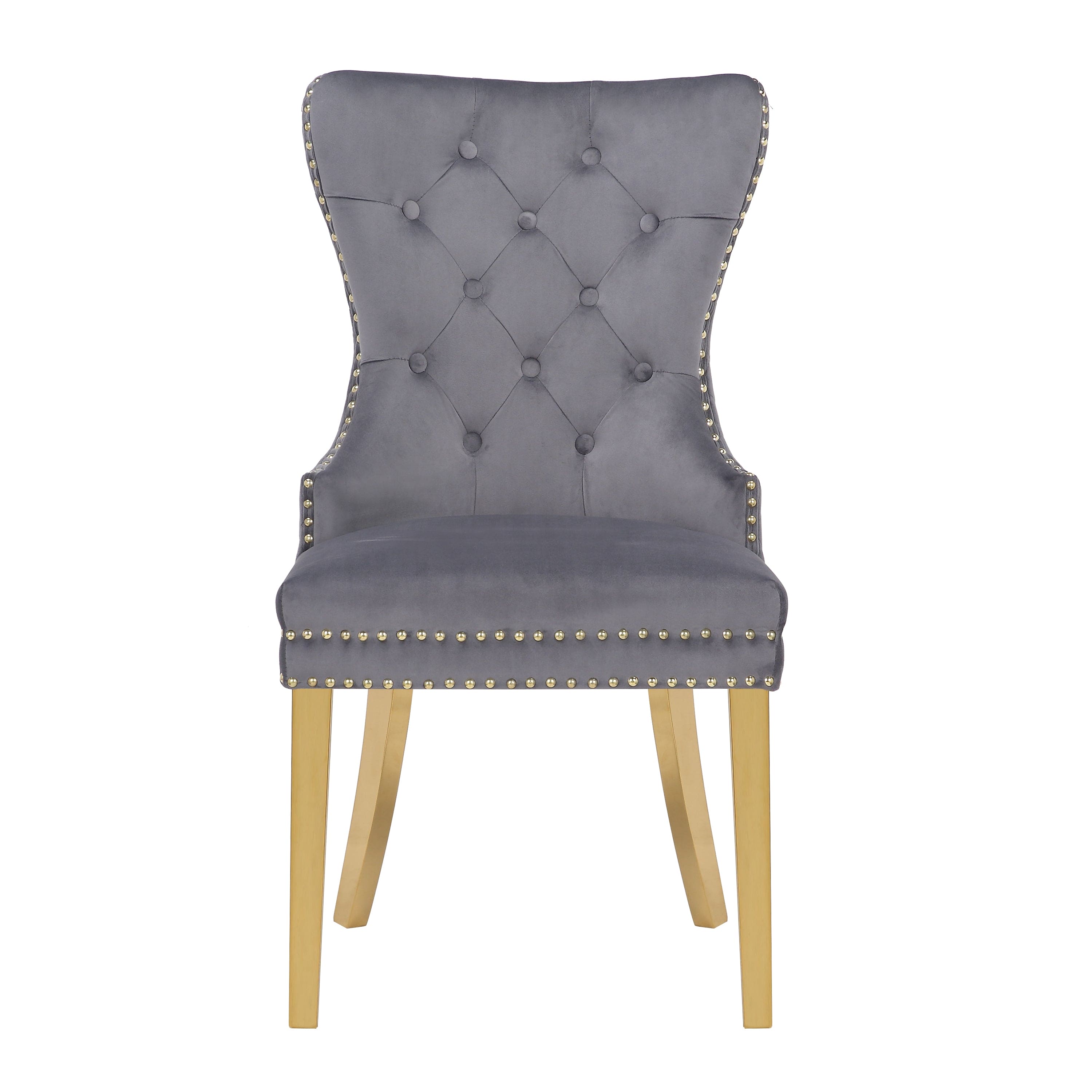 Simba Gold 2 Piece Dinning Chair Finish with Velvet Fabric in Dark Gray