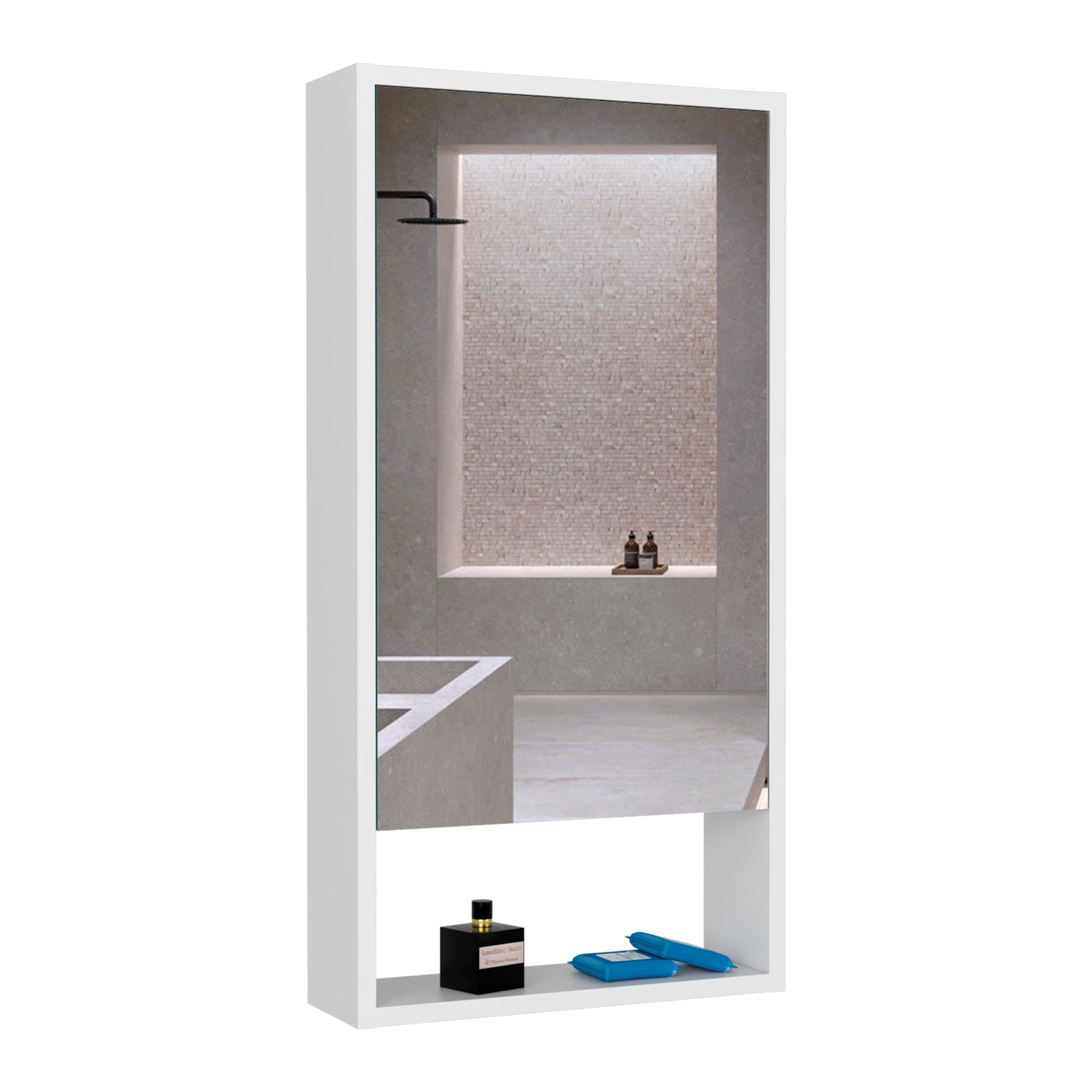 Medicine Cabinet Irvine, One External Shelf, White Finish