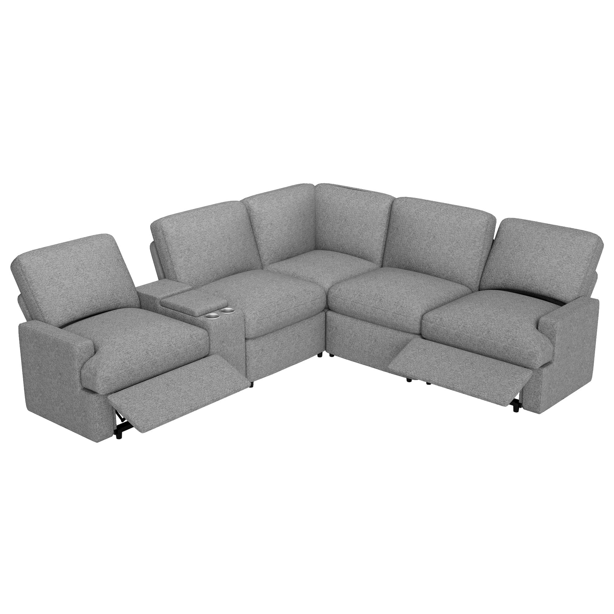 104'' Power Recliner Corner Sofa Home Theater Reclining Sofa Sectional Couches with Storage Box, Cup Holders, USB Ports and Power Socket for Living Room, Grey