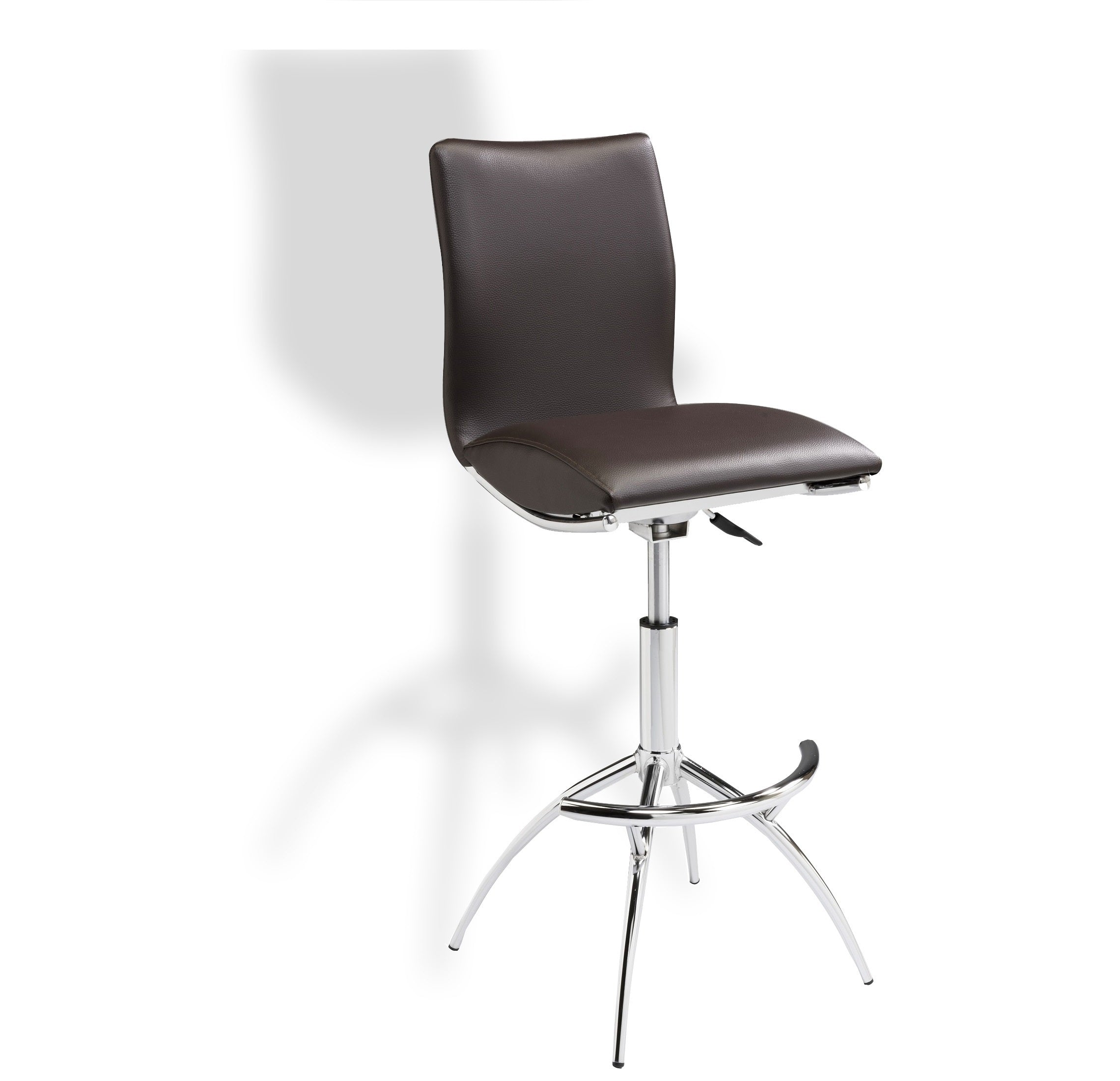 Modern Barstool Leatherette/Chrome Adjustable Height In Brown Color