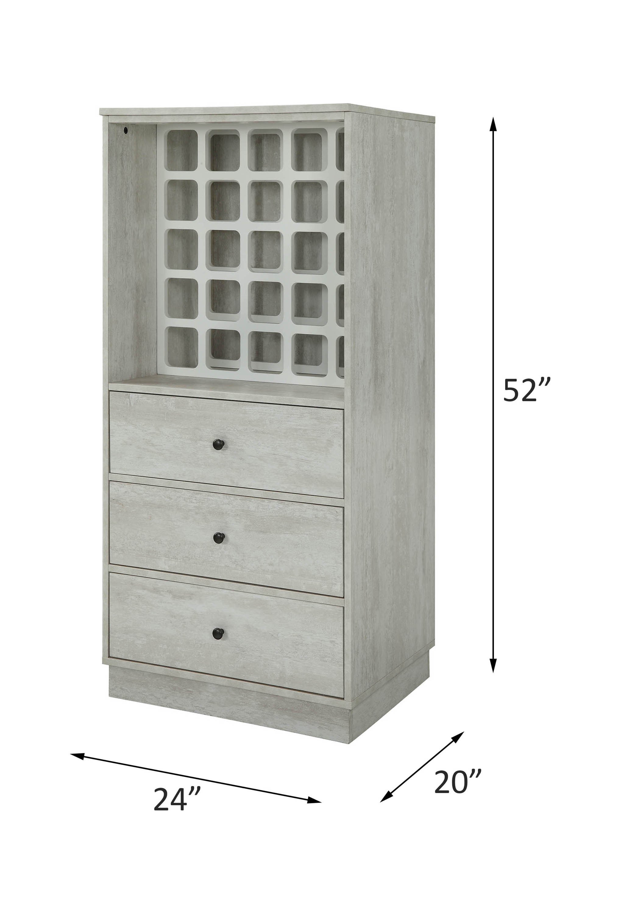 ACME Wiesta Wine Cabinet in Antique White 97544