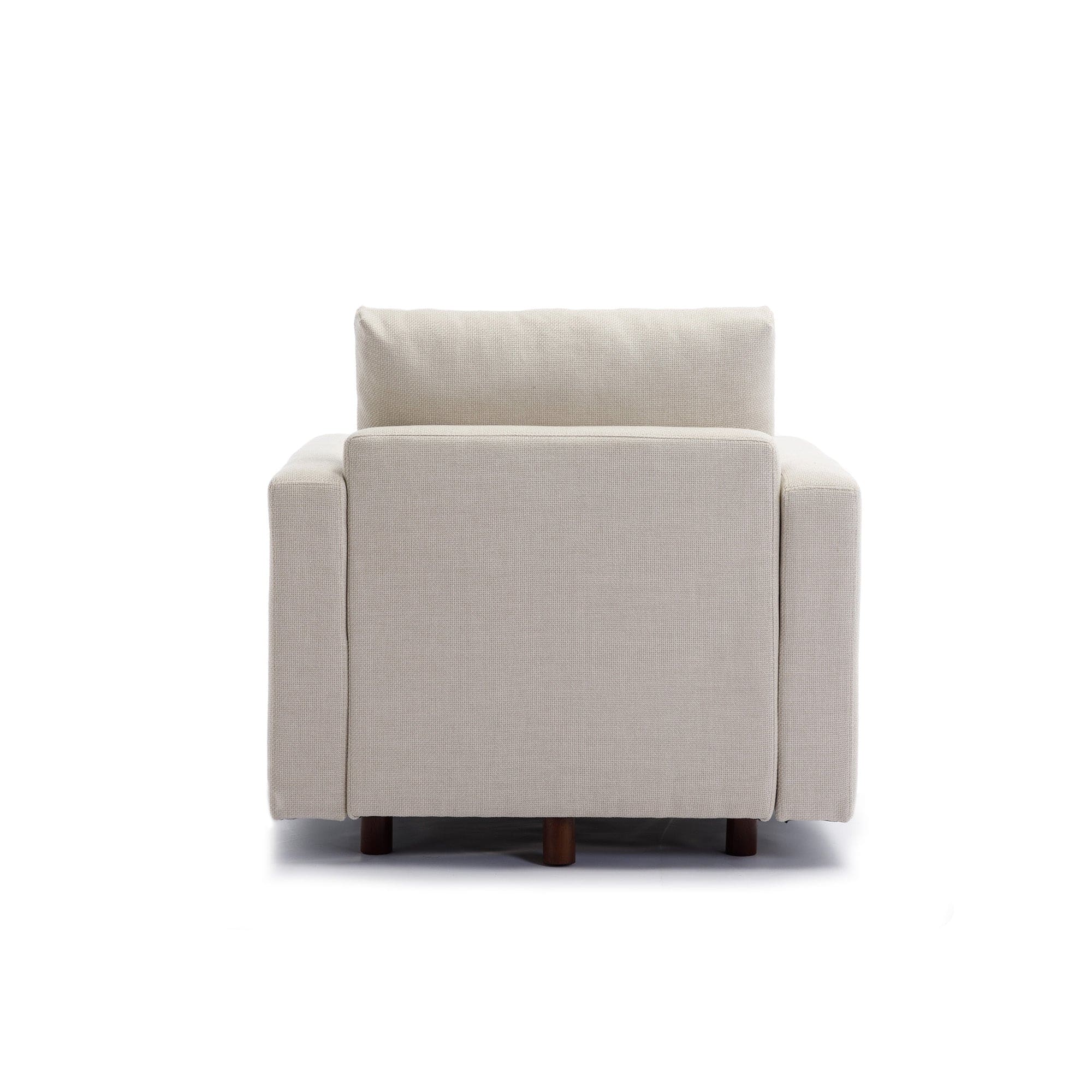 Single Seat Module Sofa Sectional Couch With Armrest With 1 Ottoman,Cushion Covers Non-removable and Non-Washable,Cream