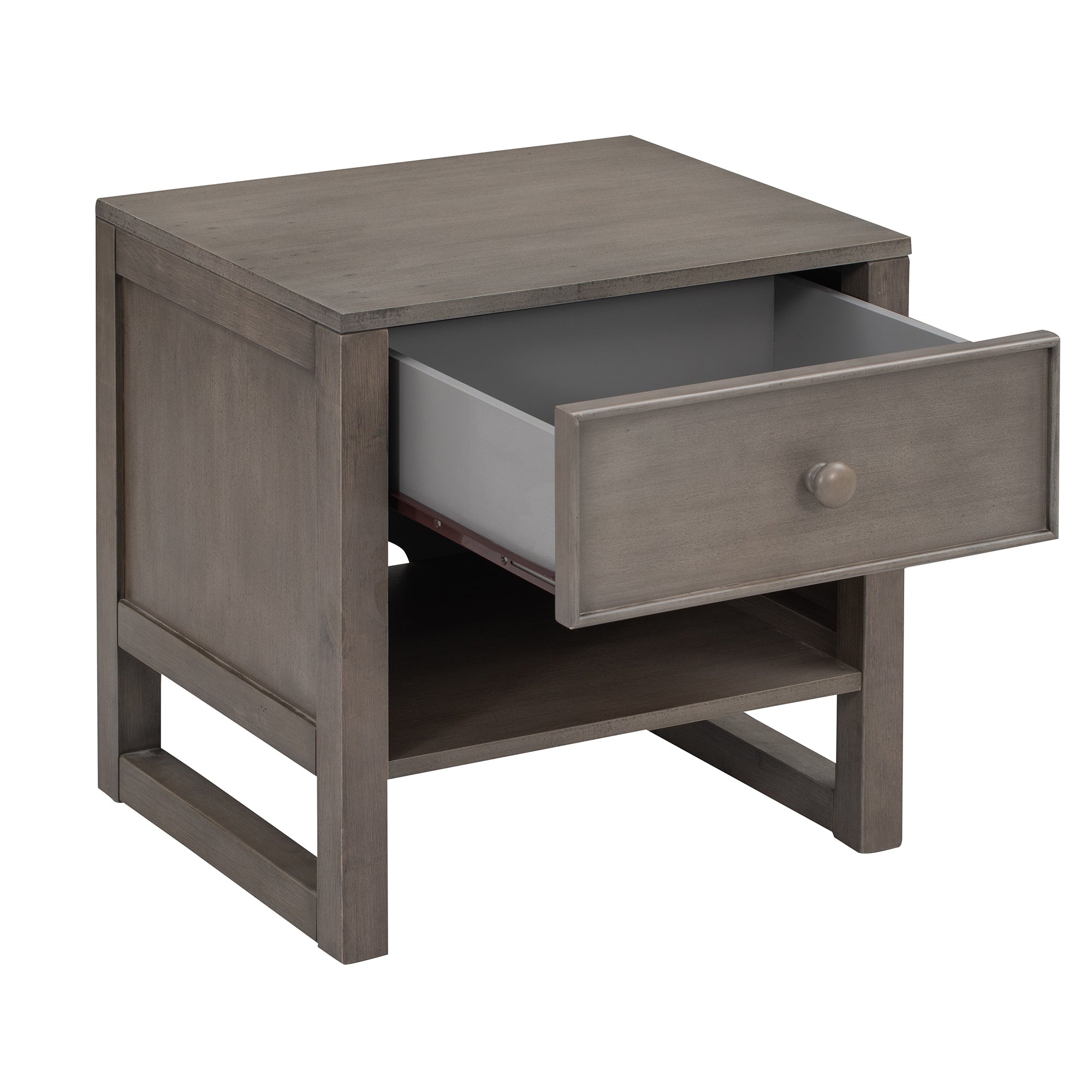 Wooden Nightstand with a Drawer and an Open Storage,End Table for Bedroom,Anitque Gray