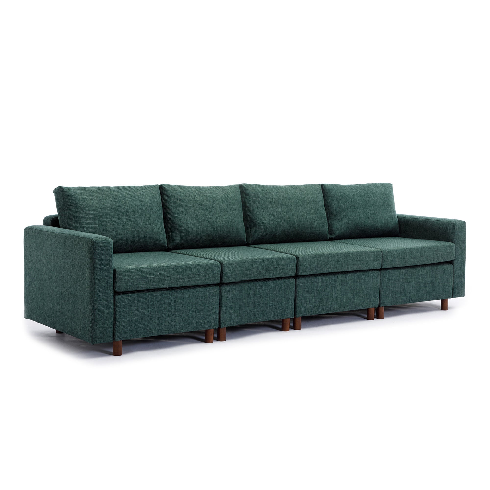 4 Seat Module Sectional Sofa Couch With 2 Ottoman for living room,Seat Cushion and Back Cushion Non-Removable and Non-Washable,Green