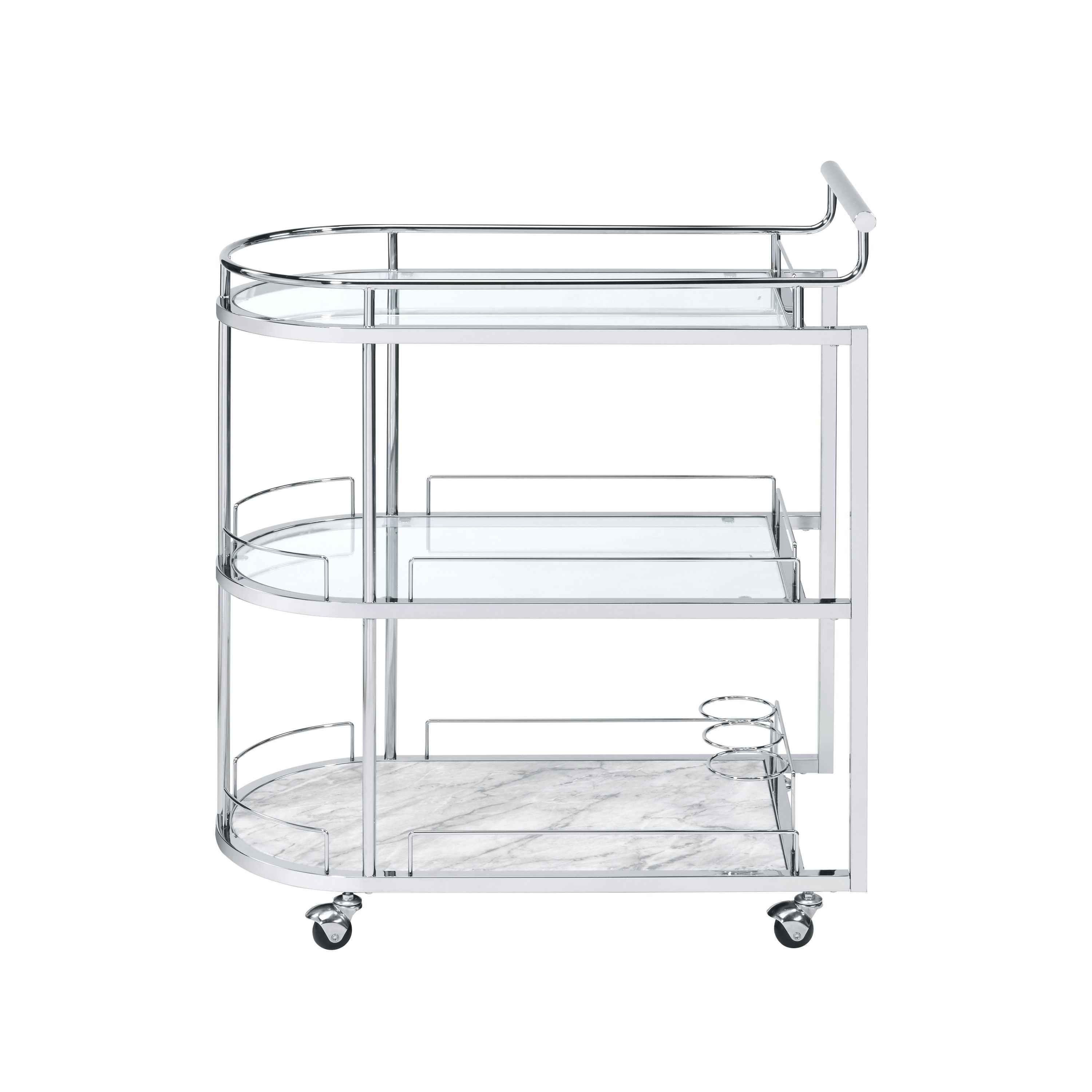 ACME Inyo Serving Cart in Clear Glass & Chrome Finish AC00161