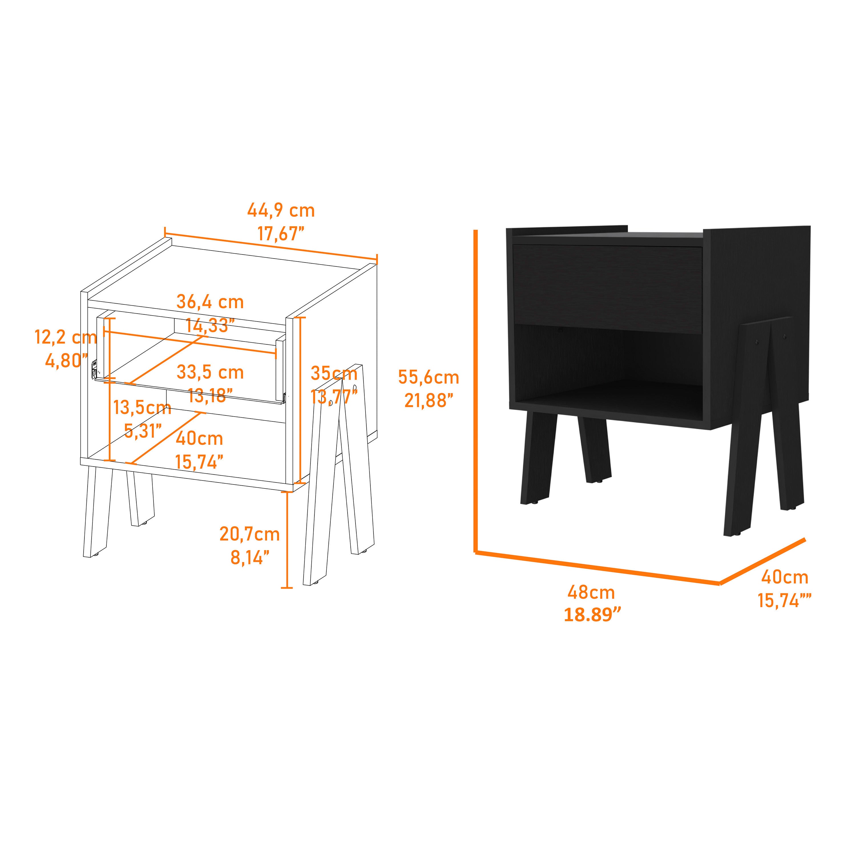 Hosley 1-Drawer 1-Shelf Nightstand Black Wengue