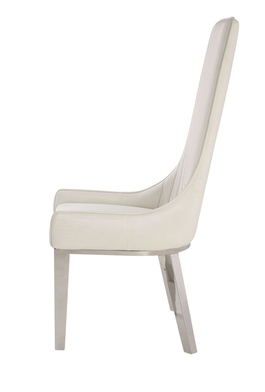 ACME Gianna Dining Chair (Set-2), White PU & Stainless Steel 72473