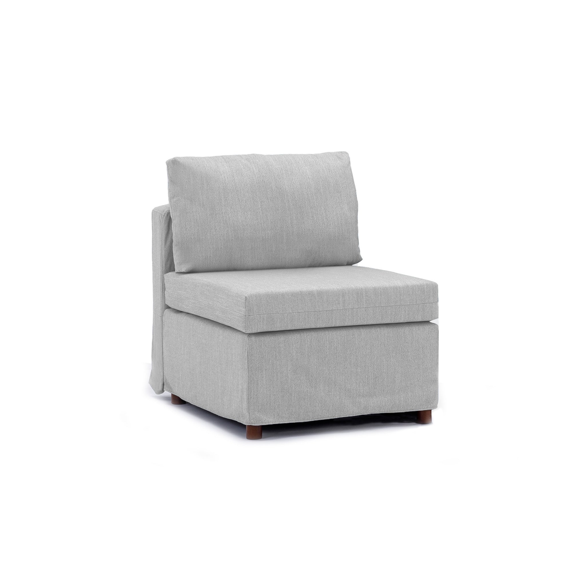 Single Seat Module Sofa Sectional Couch With 1 Ottoman,Cushion Covers Removable and Washable,Light Grey