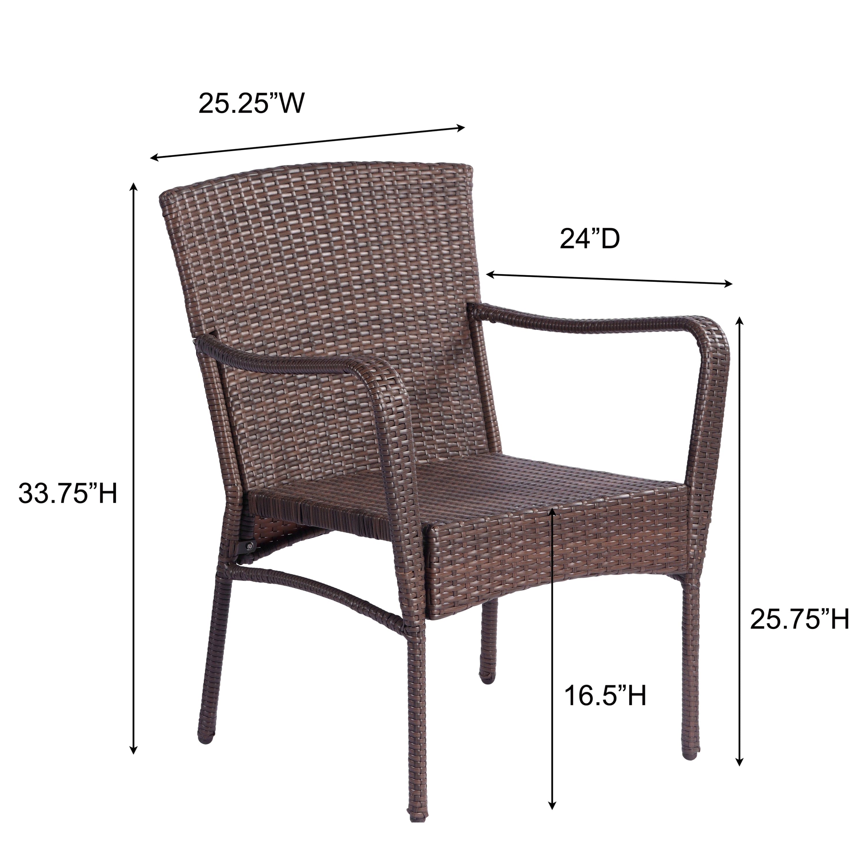 3 Pieces Outdoor Seating Group Furniture, PE Rattan Patio Furniture, Wicker Patio Chairs Set, Patio Bistro Sets, Outdoor Conversation Sets - Brown